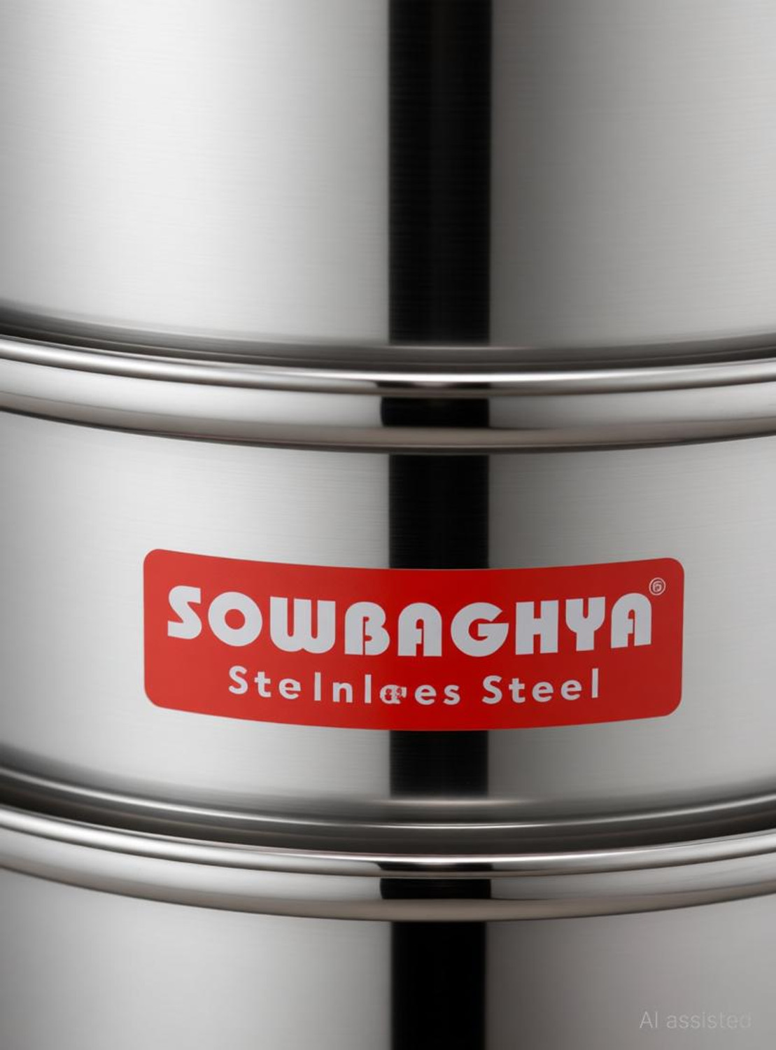 Image of Sowbaghya Sowbaghya 3Tier Steamer with Glass Lid (Induction Bottom) 18cm Dia - Stainless Steel Steamer