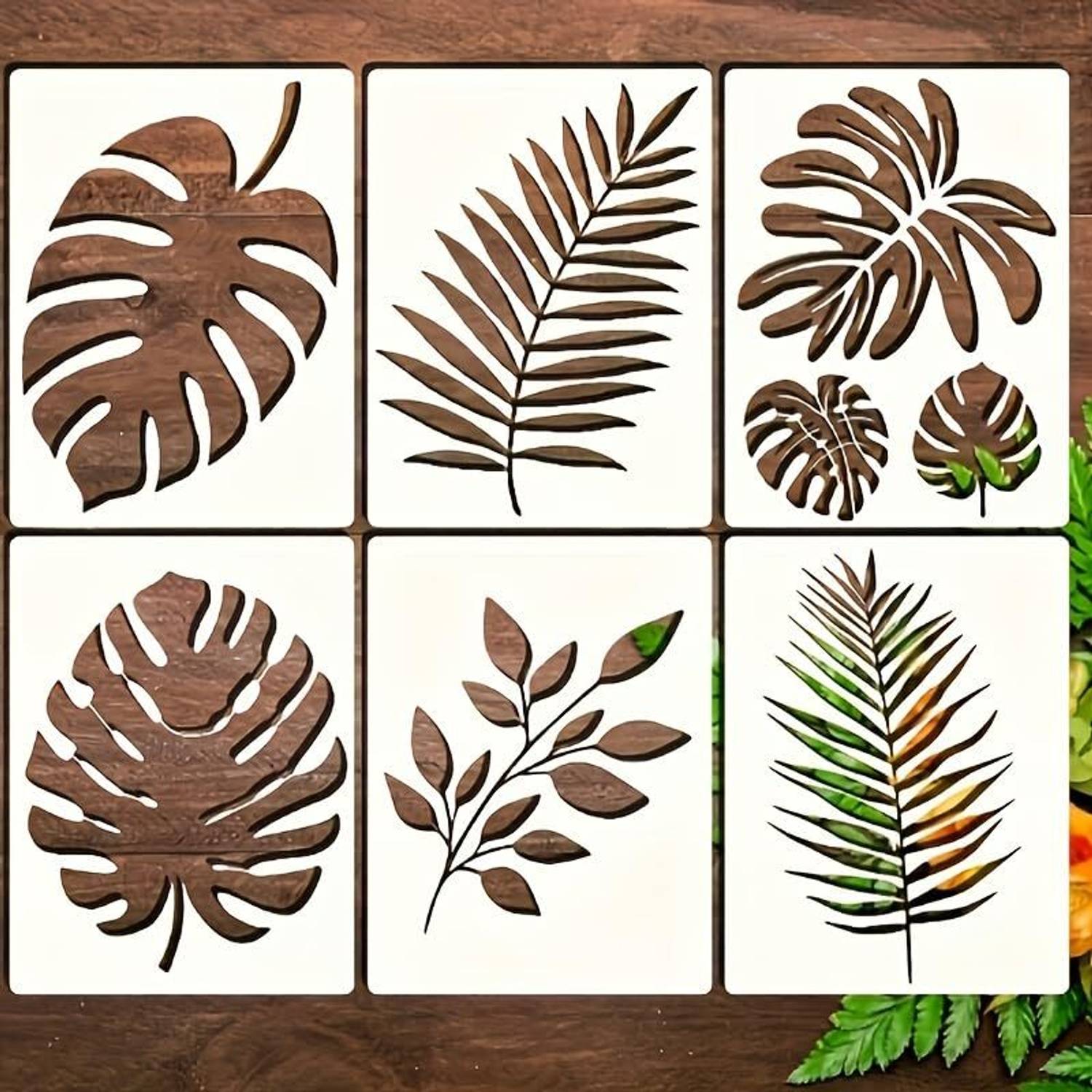 American-Elm Intricate Leaf Designs for Creative Drawing Doodling 6 Pcs Leaf Stencils for Painting PET Art Templates Stencil Stencil
