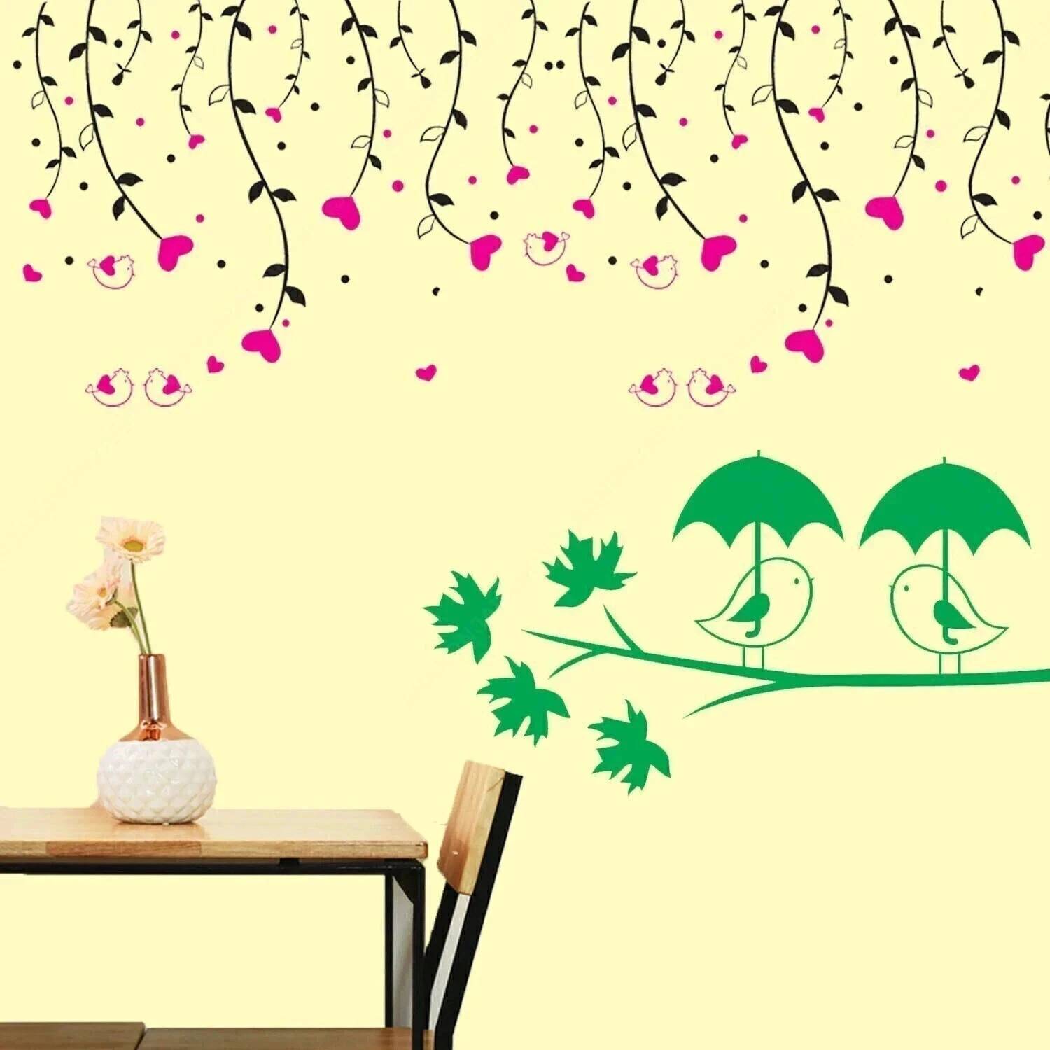ARandNJ ARandNJ Stencils for wall Painting (Size:- 16X24 Inch) THEME- Couple Birds On Branches and Leaf Shade DIY Reusable Design Ideal For Bedroom, KidsRoom, Entrance & Office Decoration Modern Pattern Home Wall Stencil