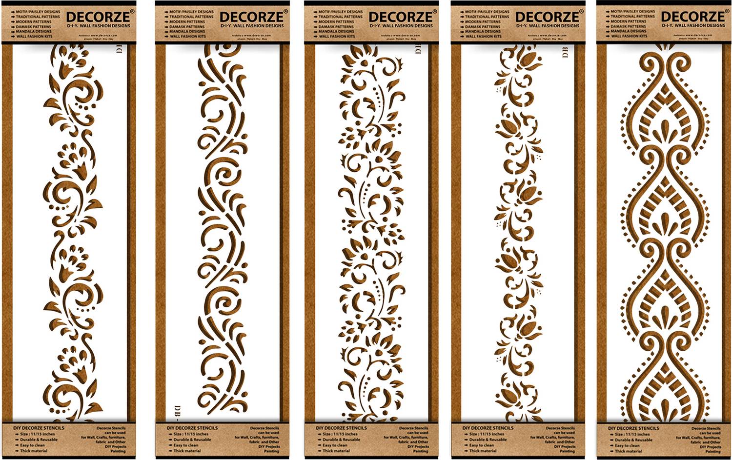 Decorze Decorze Plastic Stencils for Border Art, Wall, Border Stencils for Wall Painting 11-DB-41-42-43-44-50 PAINTING Stencil