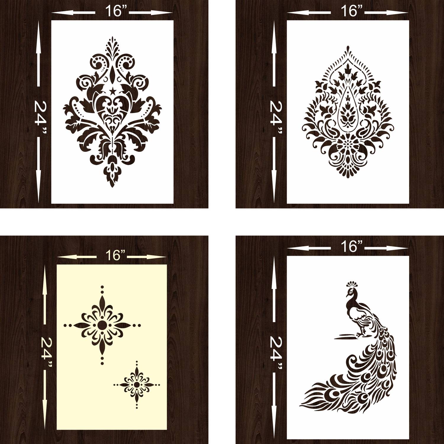 FLEXISHINE DECOR Wall Stencil (Size:- 16X24 Inch Theme- (2045) Pattern Suitable For Bedroom, Drawing Room & Office Decoration Modern Home Wall Arts Stencil