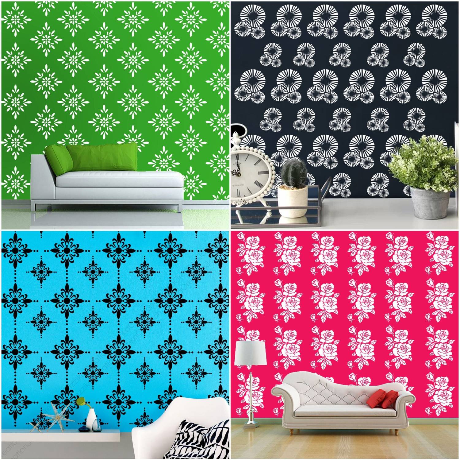 ARandNJ ARandNJ Decor Stencils for wall paintings (Size :-16X24 Inch) PATTERN- "Trinion Daisy Circle", "Shimmering Radiant", "Love Rose" Design Suitable For Home Wall Decor Stencil