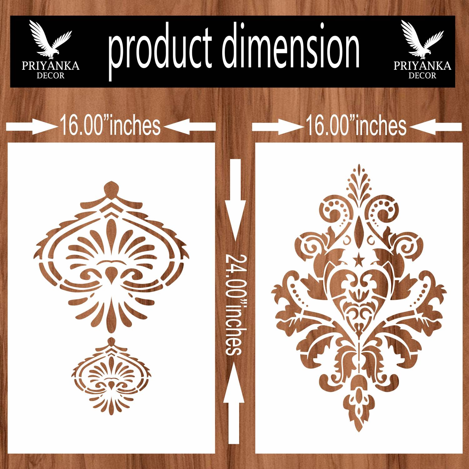 PRIYANKADECOR STENCIL WALL DESIGN COMBO WITH (16 INCH X 24 INCH ) PATTERN FOR HOME WALL DECORATION. SUITABLE FOR ROOMS. Stencil