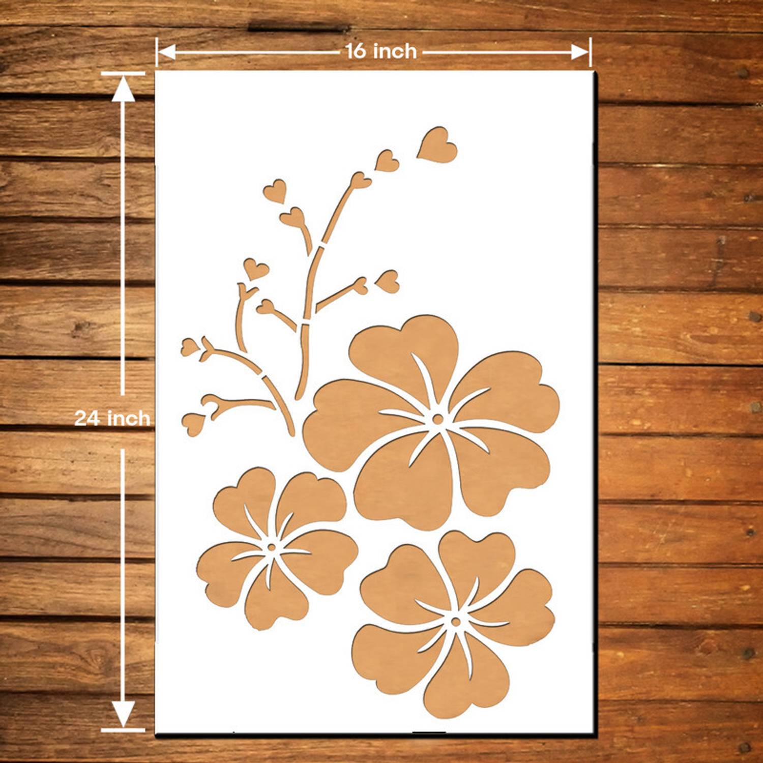 JAZZIKA Wall Stencils Pack of 1 (Size :- 16 X 24 Inch) PATTERN- Hibiscus Heart Design Ideal For Wall Decor Paintings Home Wall Decor Stencil
