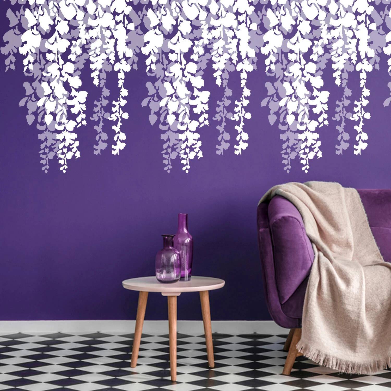 ARandNJ Stencils for wall painting (Size:- 16 X 24 Inch) BOTANICAL ART THEME- Creeper Floral DIY Reusable Design Suitable For Bedroom, Kids Room, Living Room, Entrance & Office Decoration Modern Wall Stencil