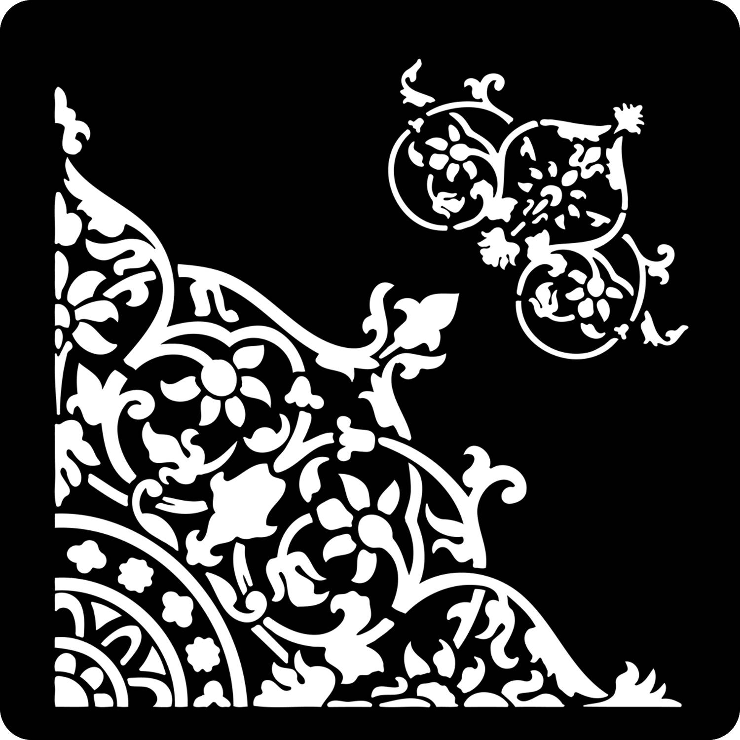 Kachi Pencil Corner Art Floral Design Craft Stencil for Painting Art Big Size 12x12 inch Reus able Stencil for Painting, Fabric, Glass, Wall Painting, and Craft Painting, 159 0, Art & Craft Painting Stencil