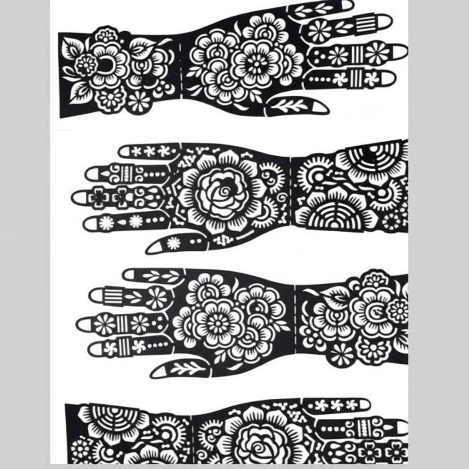 Astorez Reusable Mehndi Hand Stencil Set Floral Henna Design Templates Pack for Women MEHNDI_STICKER_02 MEHNDI Stencil
