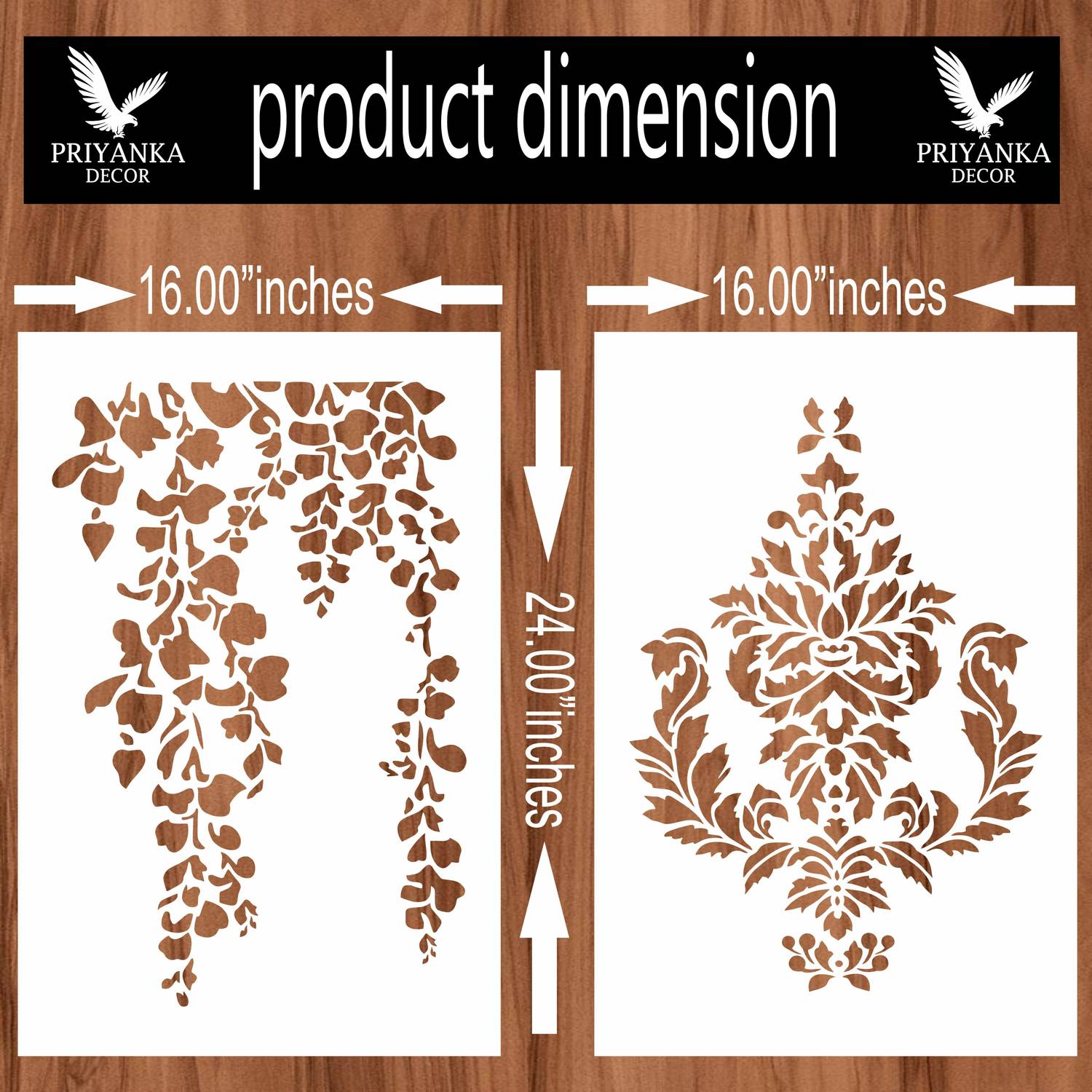 PRIYANKADECOR WALL PAINTING FOR STENCIL DESIGN WITH COMBO SIZE (16 INCH X 24 INCH ) WITH FLORAL PATTERN ART STENCIL WALL DESIGNS SUITABLE FOR ROOMS, CRAFT, CEILING, HALLS, ETC. Stencil
