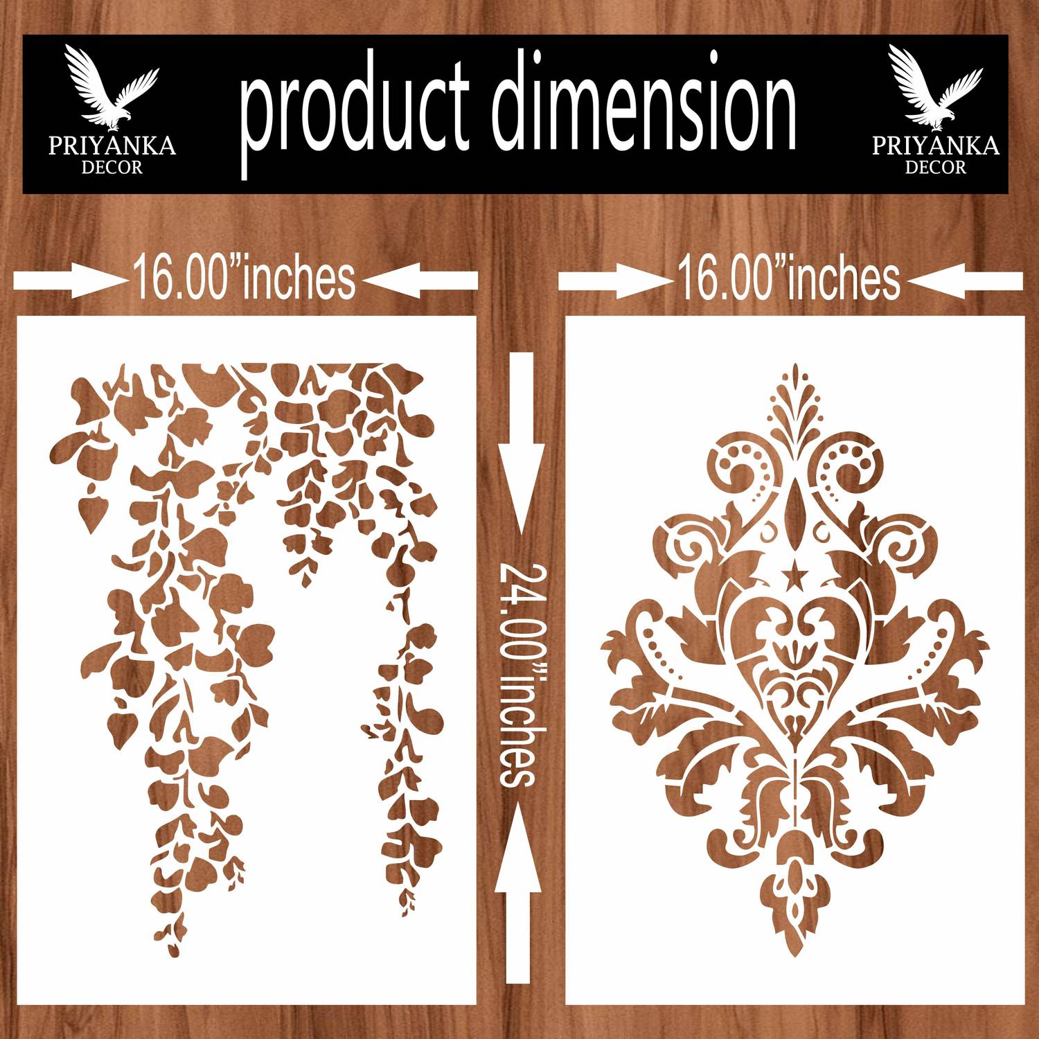 PRIYANKADECOR WALL STENCIL COMBO FOR WALL PAINTING (16 x 24 ) INCH PATTERN FOR HOME WALL DECORATION ? SUITABLE FOR ROM DECOR , CEILING, CRAFT AND FLOOR. Stencil