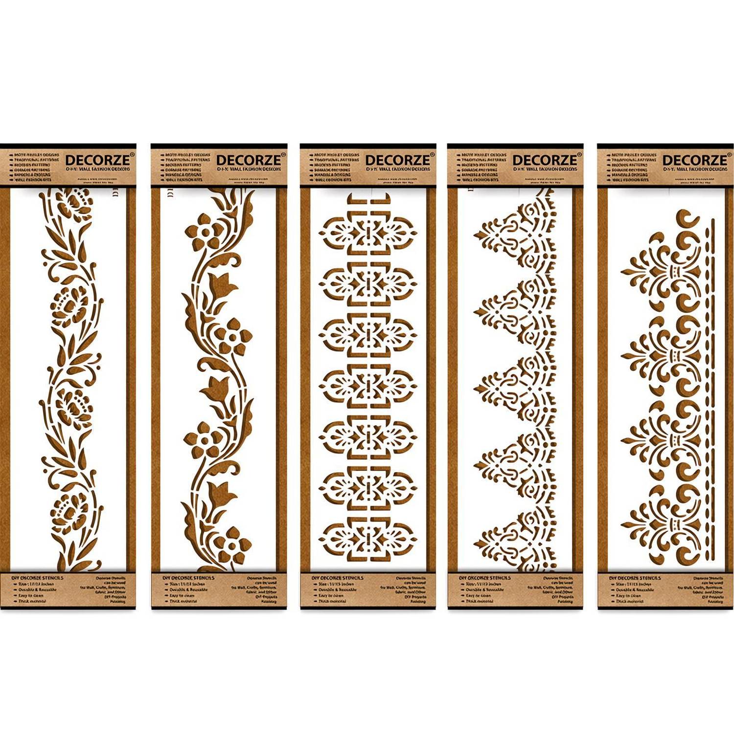 Decorze Decorze Plastic Stencils for Border Art, Wall, Border Stencils for Wall Painting 14-DB-53-54-55-56-52 PAINTING Stencil
