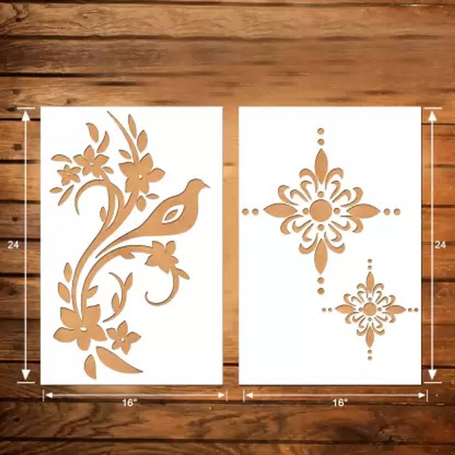 FLEXISHINE DECOR Combo Painting (Size:- 16X24 Inch), THEME- Pattern Reusable Design Ideal For Bedroom, Kids Room and Living Room Decoration Stencil