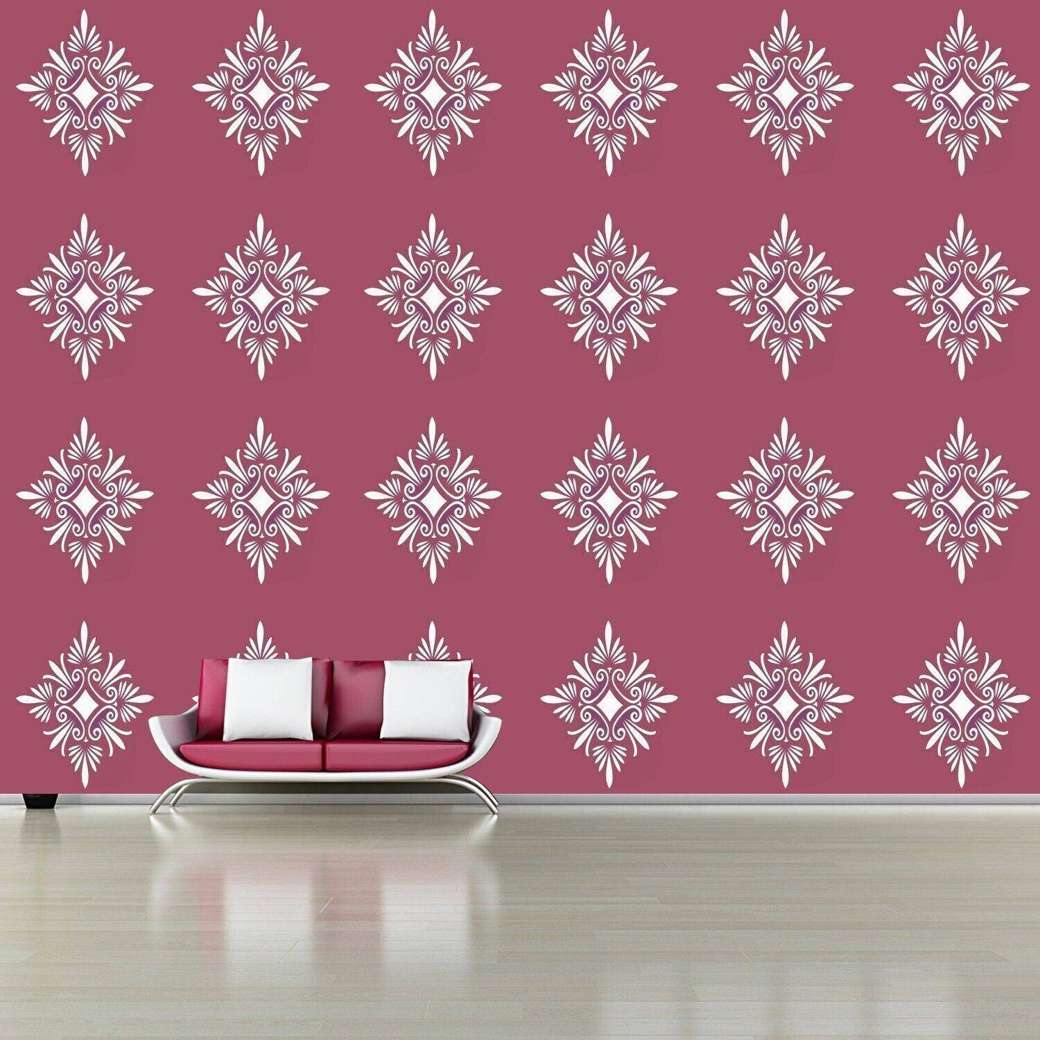 AMAZINGDECOR Stencils for wall painting ze:- 16 X 24 Inch)Rhomb Bushes Rangoli" Reusable DIY Wall Stencil Painting for Home/Office Decoration Stencil Stencil (Pack of 1, Floral) Wall stencil Stencil