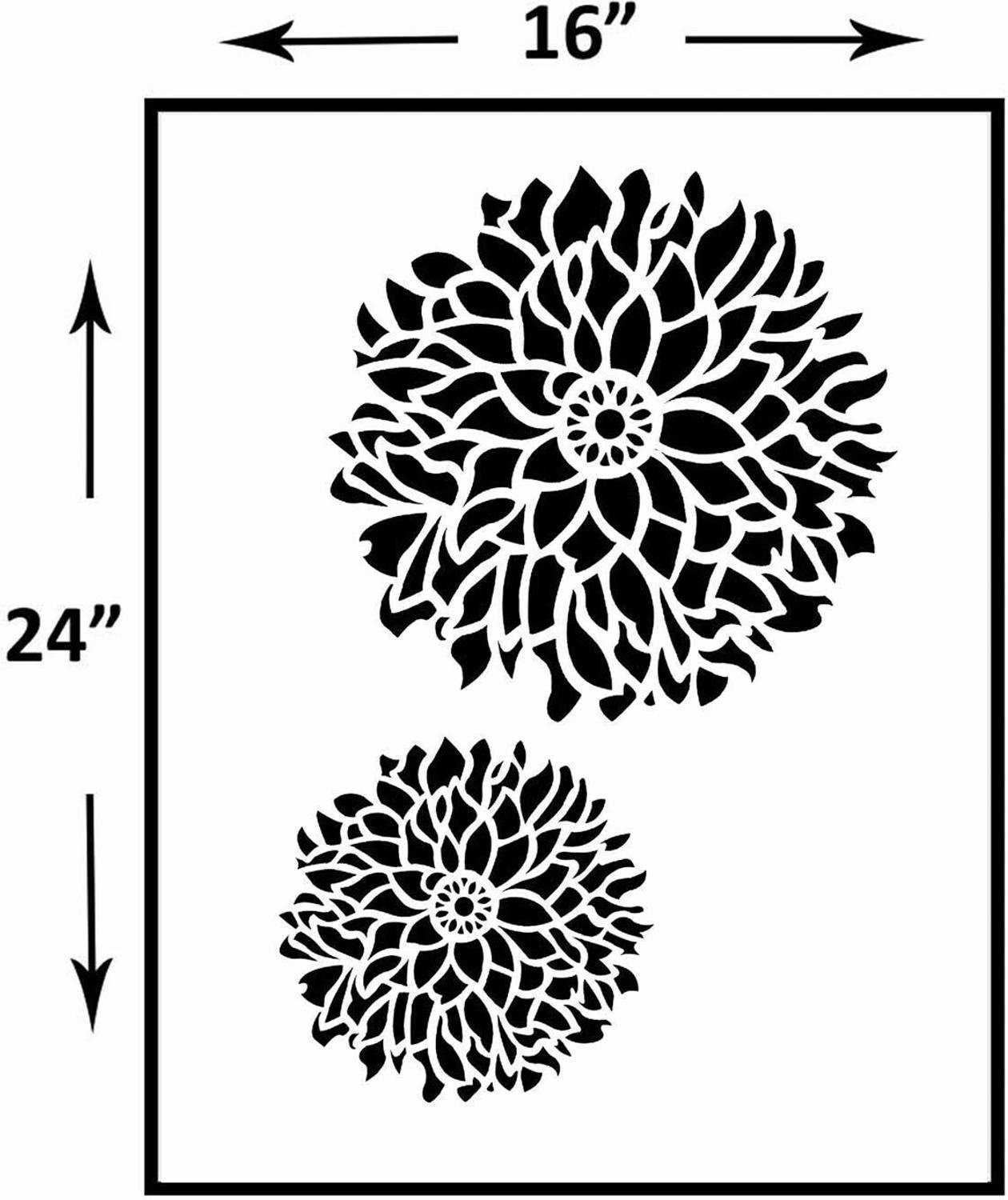 ARandNJ Painting Wall Stencils (Size-16X24 Inch) Dahlia Floral Print DIY Reusable Design PATTERN STYLE- 40406 Modern Home Wall Arts Stencil