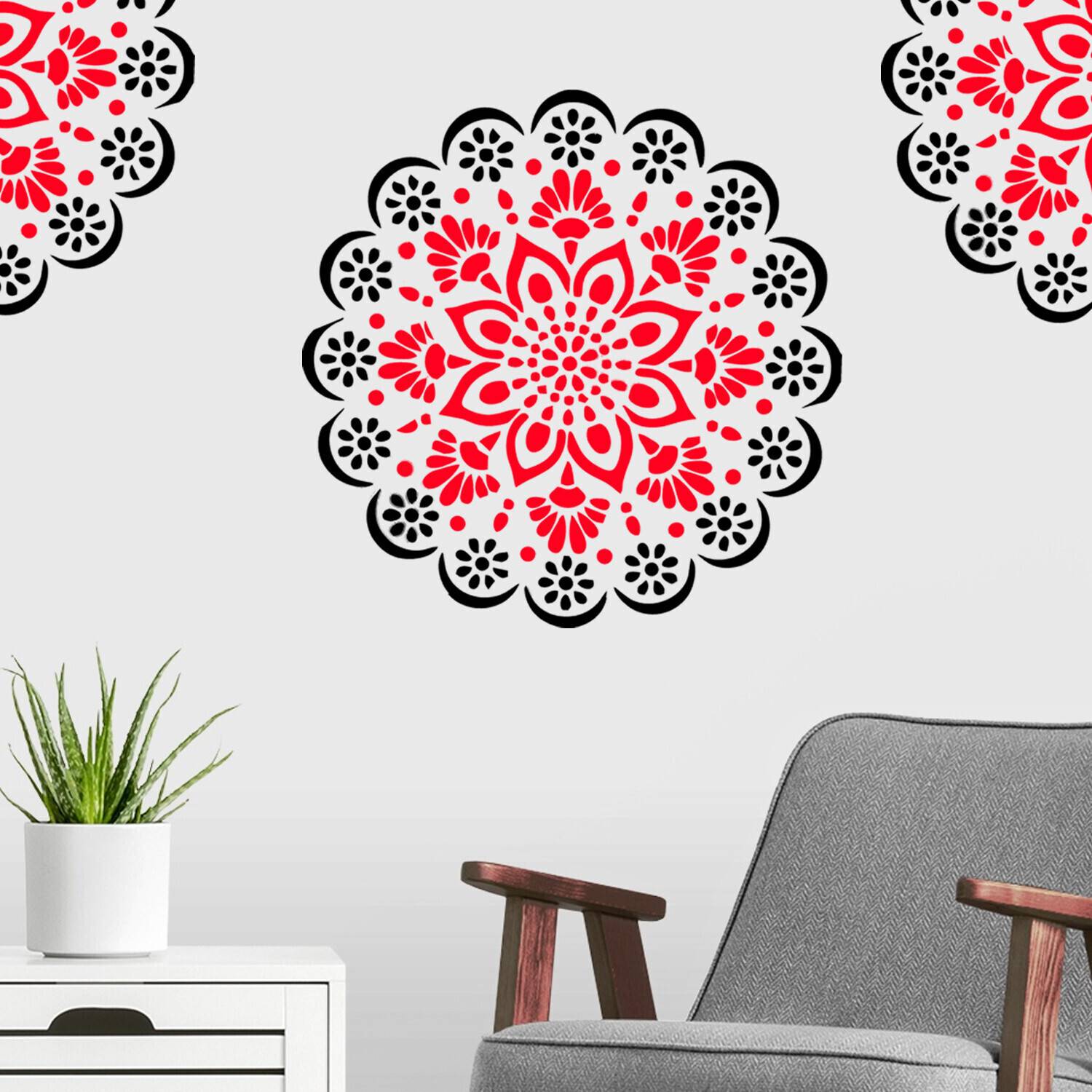 ARandNJ Painting Wall Stencils (Size:- 16X24 Inch) TRADITIONAL THEME:- Mandala Print DIY Reusable Design Ideal For Living Room, Bedroom, Studio, Entrance & Office Decoration Modern Art Wall Stencil