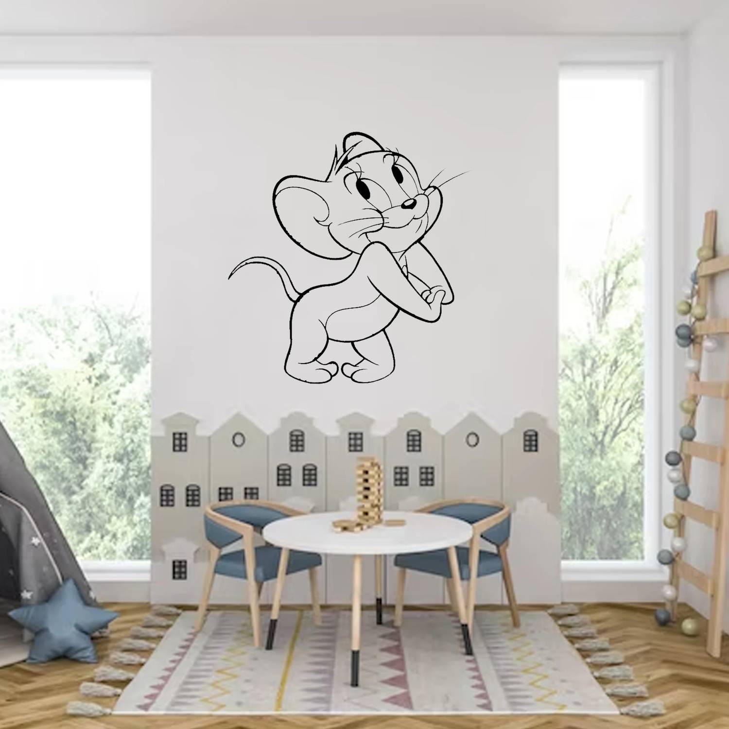 ARandNJ Painting Wall Stencils (Size:- 16X24 Inch) CARTOON CHARACTER THEME- Jerry DIY Design Suitable For Kids Room & Play School Decoration Modern Reusable Art Wall Stencil Stencil