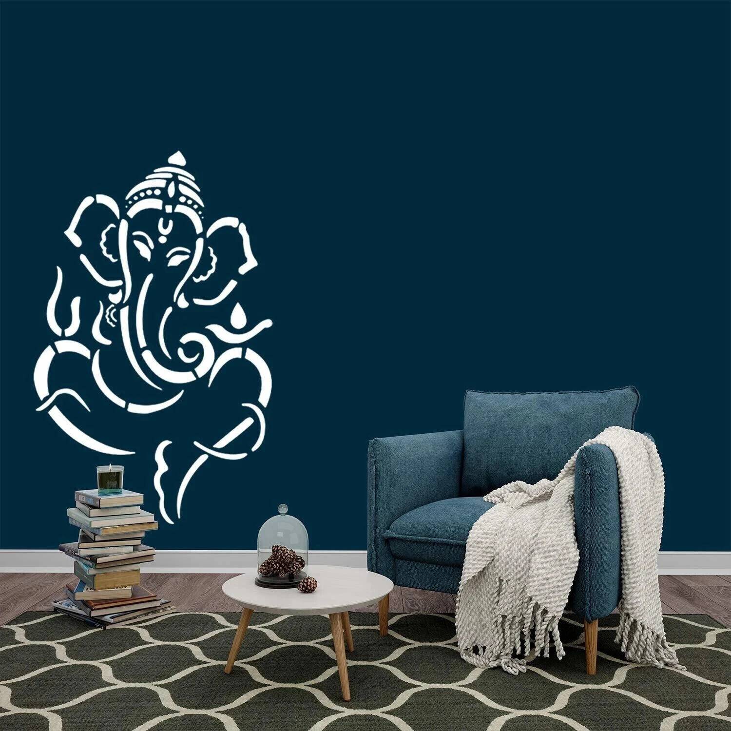 ARandNJ Painting Wall Stencils (Size:- 16X24 Inch) Ganesh Ji Bhagwan DIY Reusable Design Pattern Style-40359 Modern Wall Arts Stencil