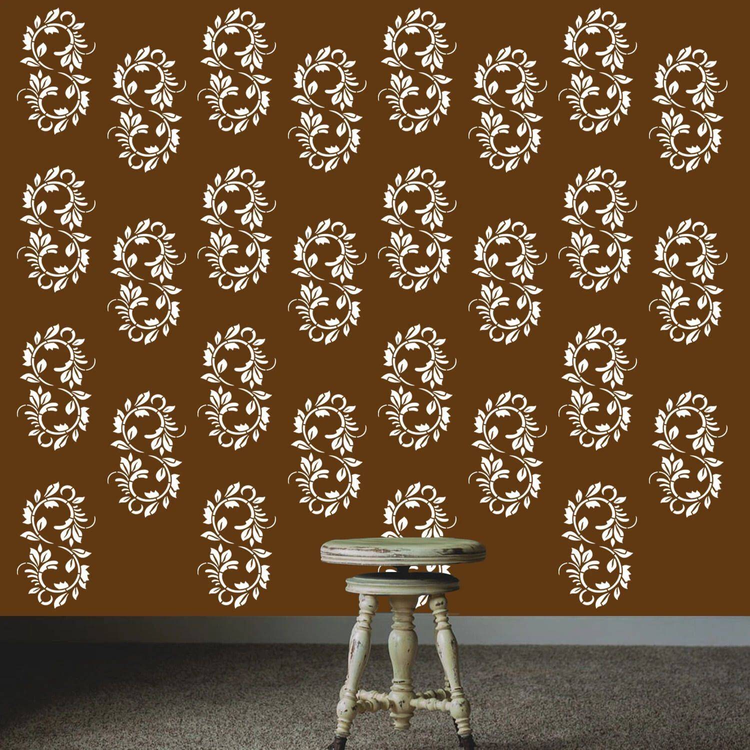 ARandNJ Stencils for wall Decor (Size- 16X24 Inch) Swirl Floral Border DIY Reusable PATTERN STYLE- 40656 Modern Home Wall Arts Stencil