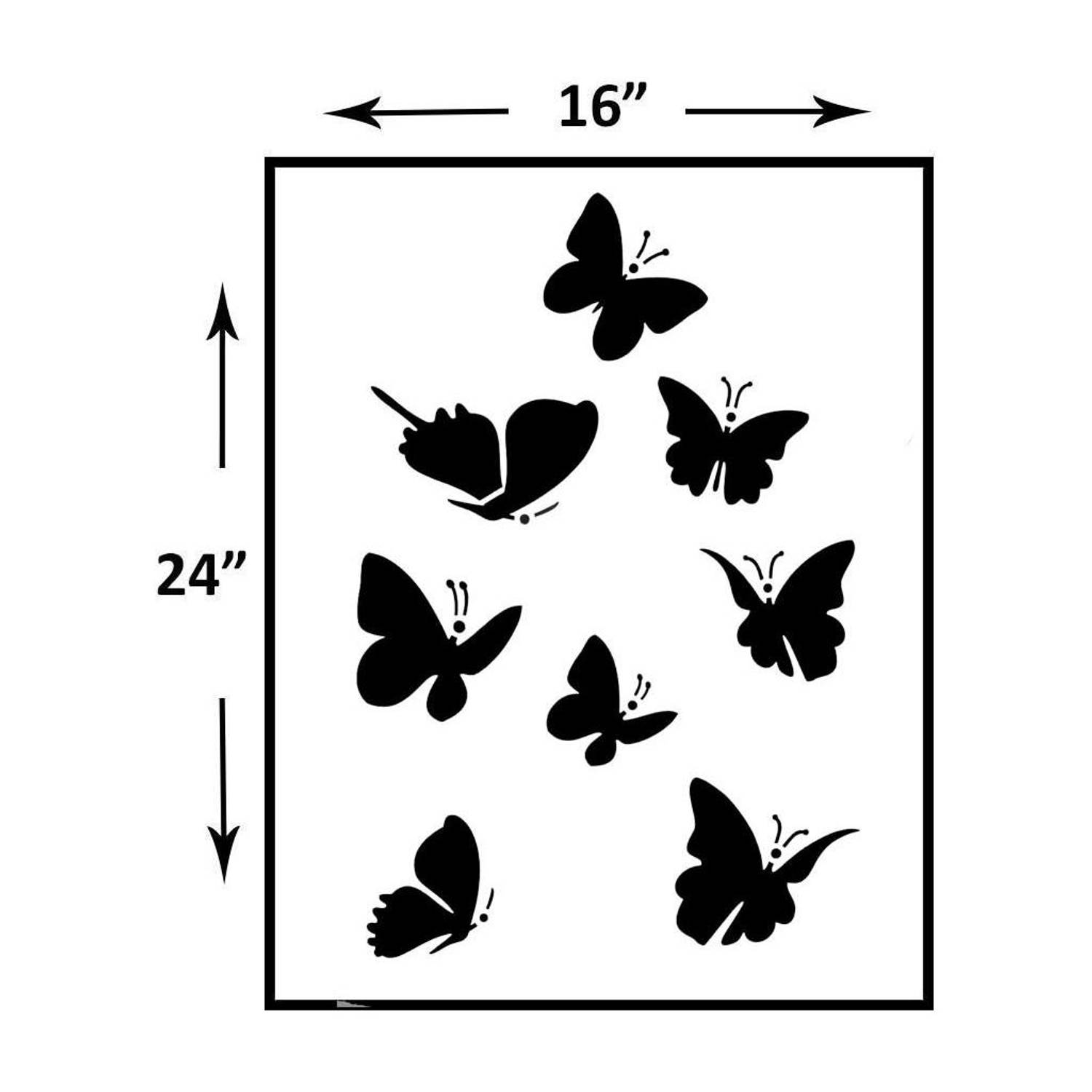 PARDECO WallStencils stencils Butterfly Design Reusable Sheet (Size 16x24 Inch). Butterfly Stencil