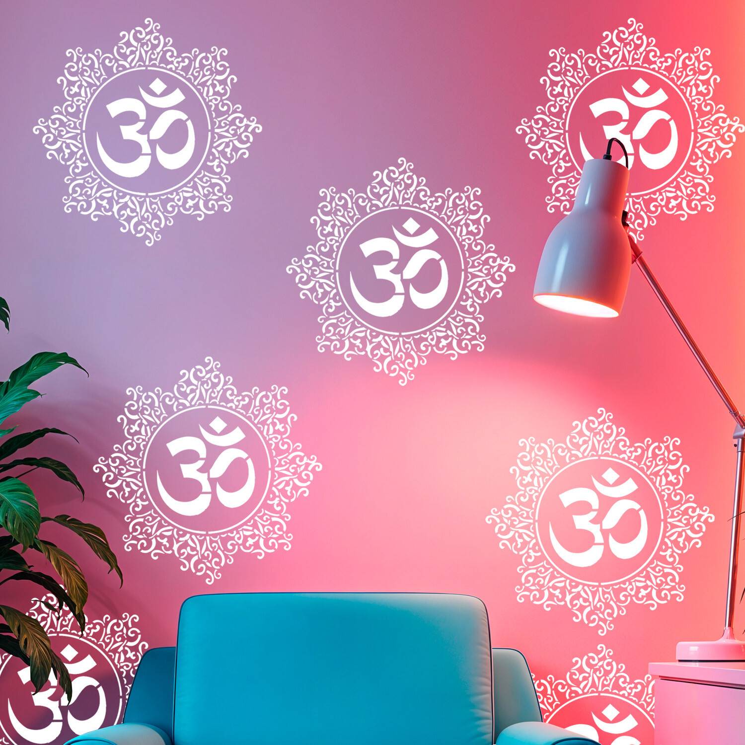 JAZZIKA Wall Stencils Pack of 1 (Size :- 16 X 24 Inch) PATTERN- OM The Significance Design Ideal For Wall Decor Paintings Home Wall Decor Stencil