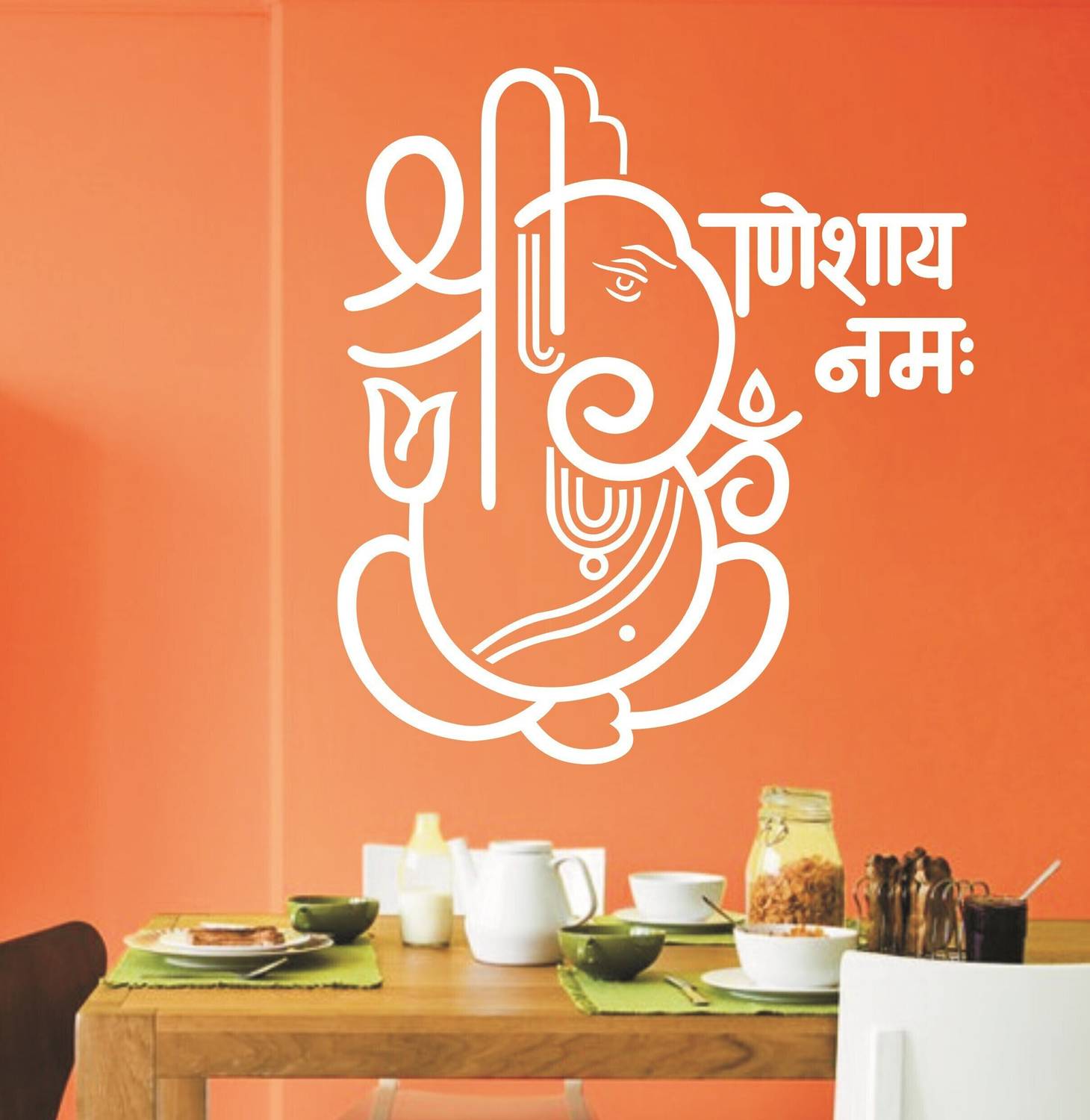 ARandNJ Painting Wall Stencils (Pack of 1, Size-16X24 Inch) DEVOTIONAL THEME- Shree Ganeshay Namah DIY Reusable Design Suitable For Pooja Room, Living Room, Entrance & Office Decoration Modern Print Wall Stencil