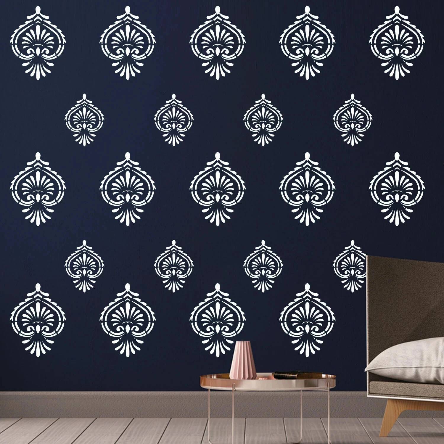 ARandNJ Painting Wall Stencils, (Size:- 16X24 Inch) Mewari Print DIY Reusable Design PATTERN STYLE- 40015 Modern Home Wall Arts Stencil