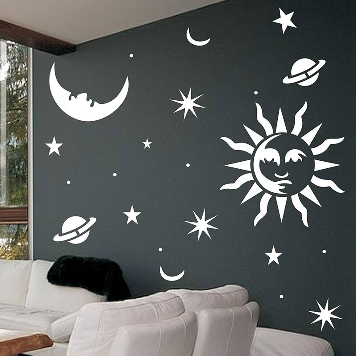 AMAZINGDECOR Size : - 16 " X 24 " wallstencils Waterproof Sheet Moon Star Design (Size 16x24 Inch). Moon Stars Stencil (Pack of 1, Beautyful) Wall stencil Stencil