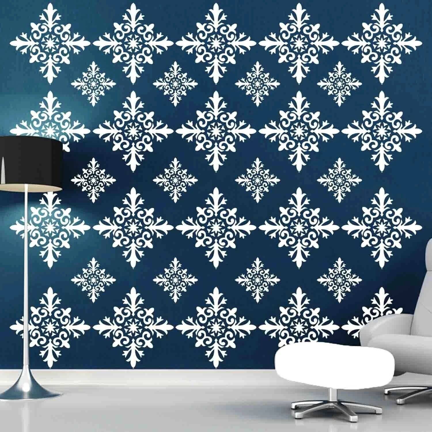 ARandNJ Painting Wall Stencils (Pack of 2, Size:- 16 X 24 Inch) GRAFFITI PRINT THEME- Rhombus Print DIY Reusable Design Suitable For Drawing Room, Bedroom, Living Room, Entrance & Office Decoration Wall Stencil