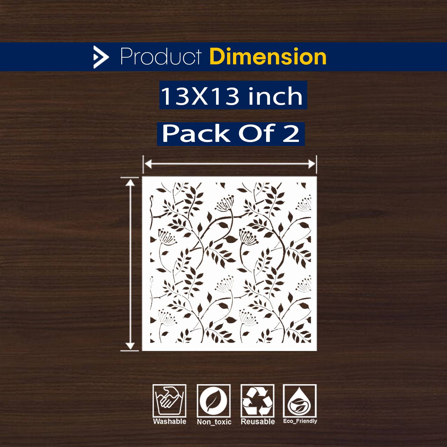 JAZZIKA Painting for Wall Stencils (Size:- 13X13 Inch) Theme:- "Floral" Print DIY Reusable Painting Design Suitable for BedRoom, Livig Room, Entrence Room, House of worship, Wall Stencil