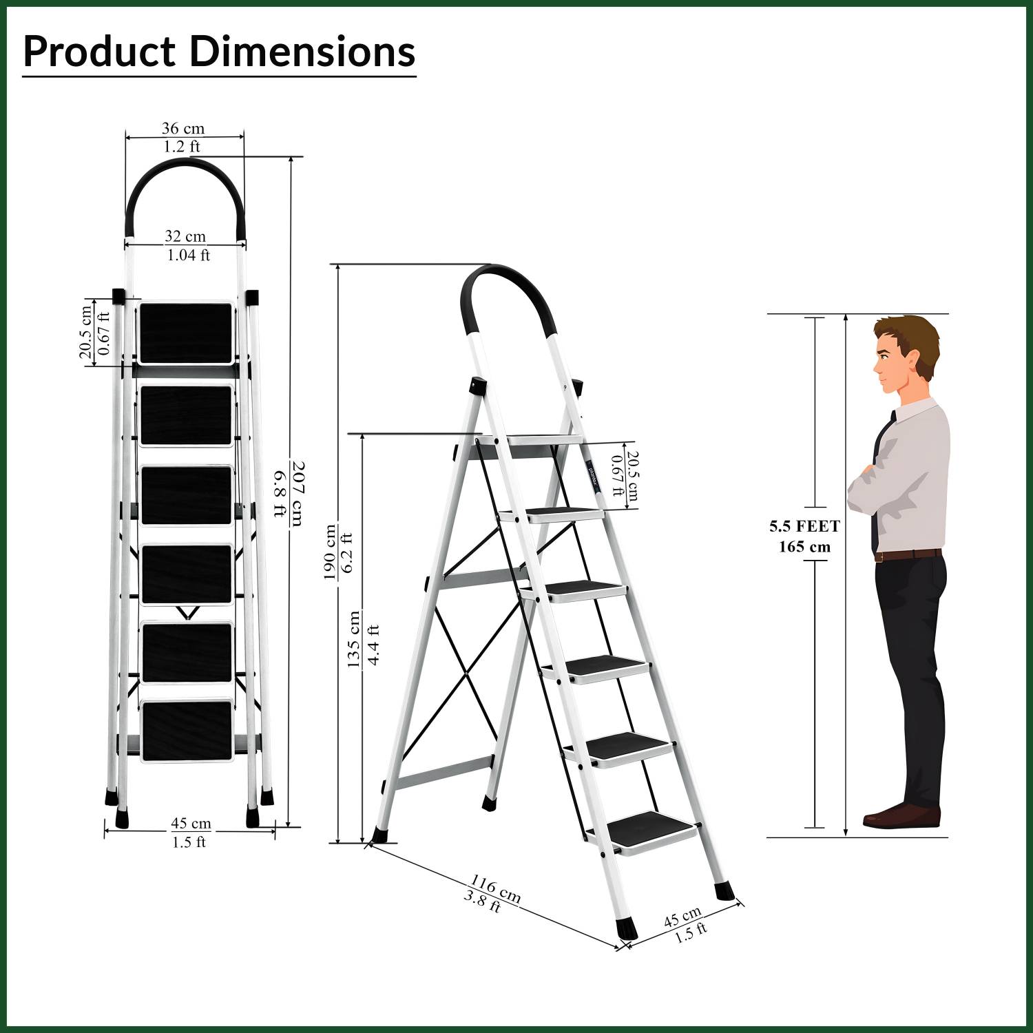 Plantex 6 Step Foldable Ladder, White - Image 2