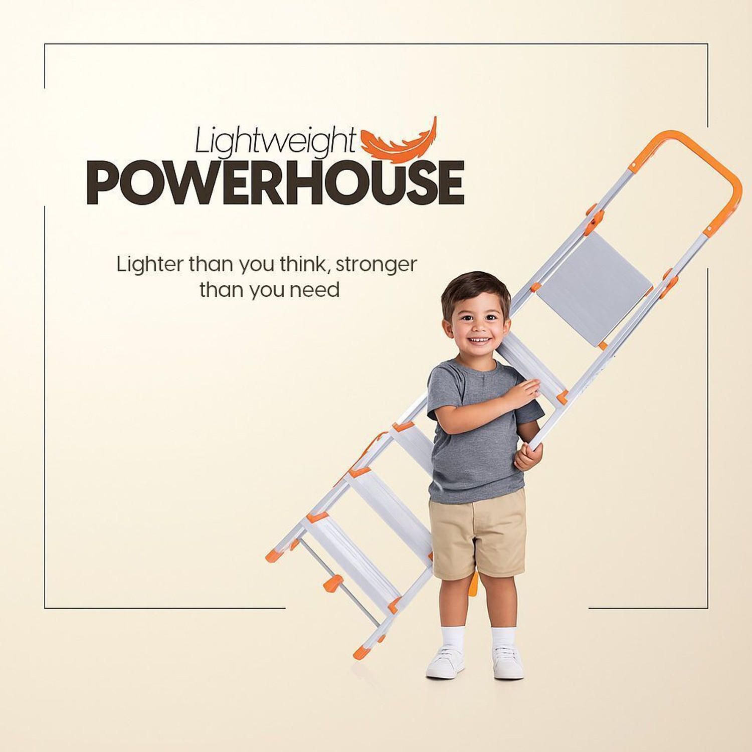 Image of ProHome 2 Steps Premium Heavy Platform Aluminum Ladder for Household with 5 Anti Skid shoes Aluminium Ladder