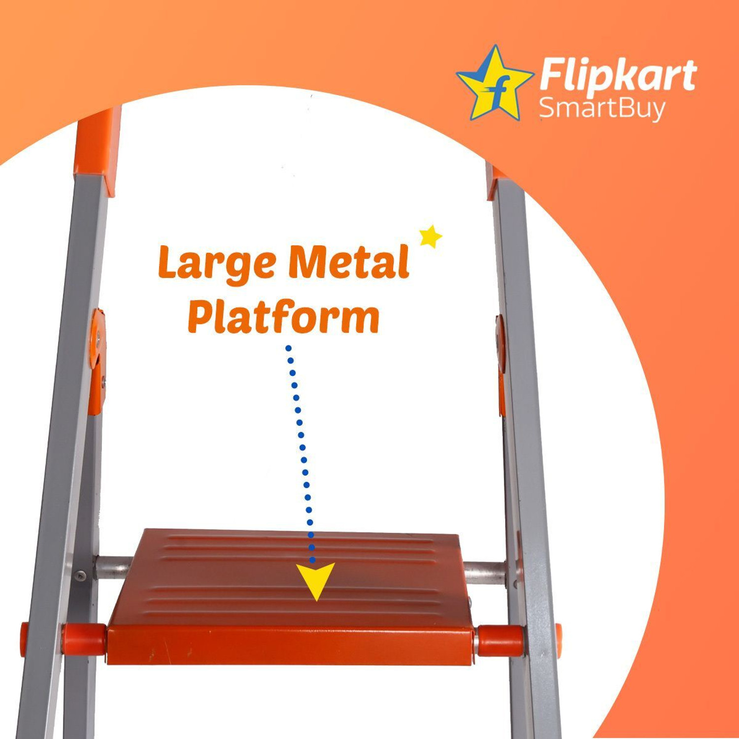 Image of Flipkart SmartBuy Heavy Duty Hybrid Aluminum Step -4 Step Powder Coated Section Ladder for Home Steel Ladder
