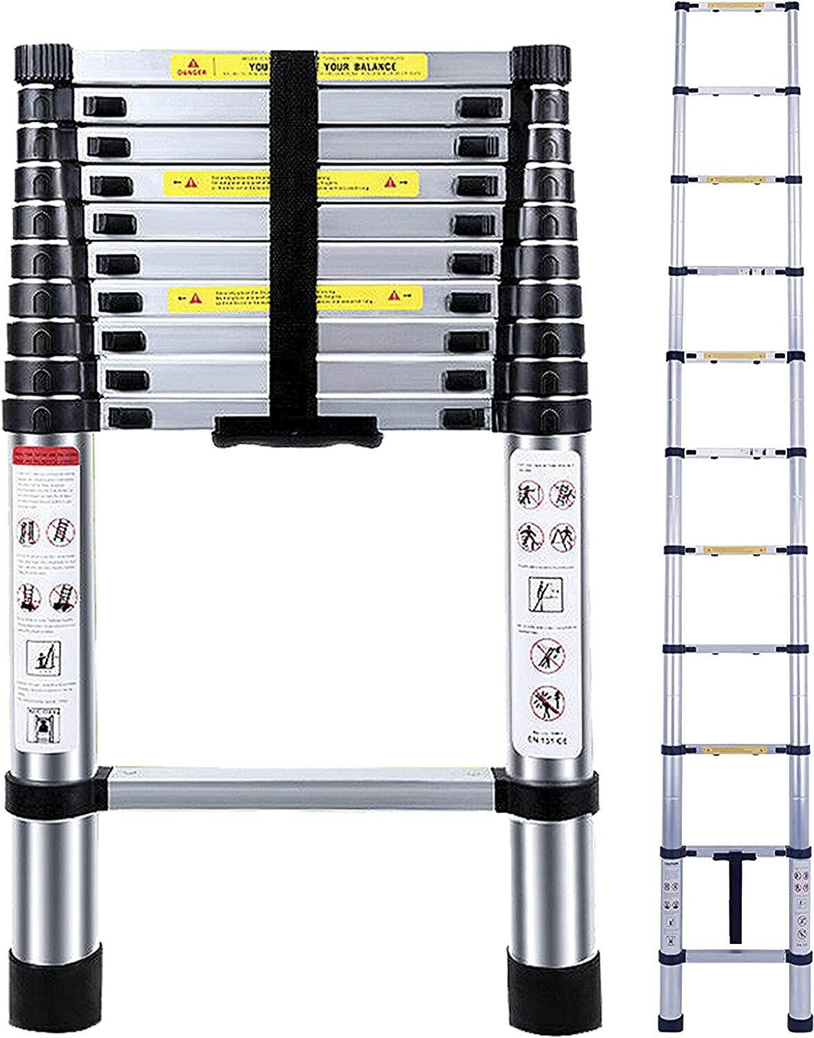 Image of Flipkart SmartBuy 11 Feet Portable Lightweight Compact Ultra Stable 3.2 Meter Telescopic Aluminium Ladder