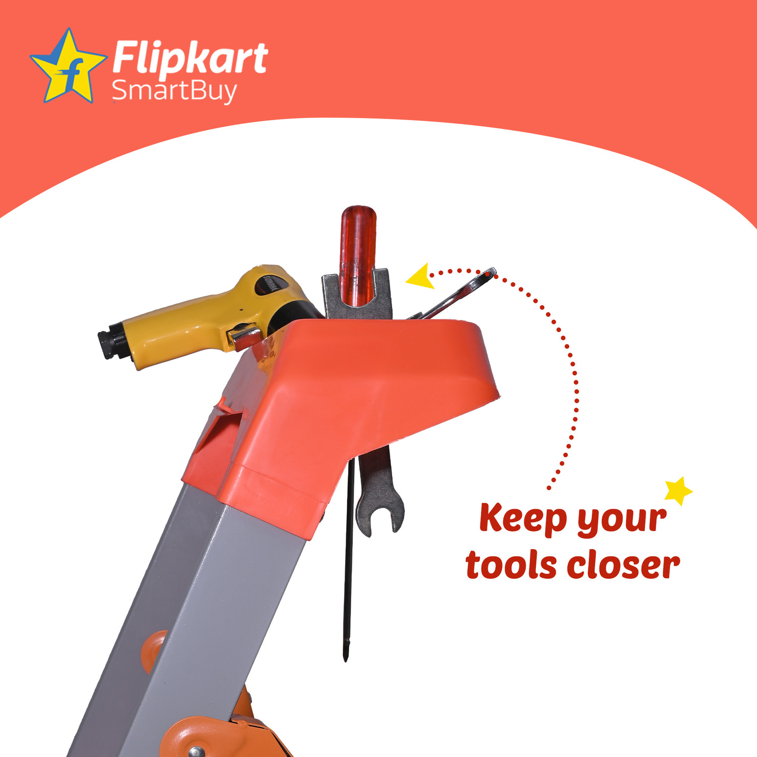Image of Flipkart SmartBuy 5 Step Toolkit Hybrid Steel, Aluminium Ladder