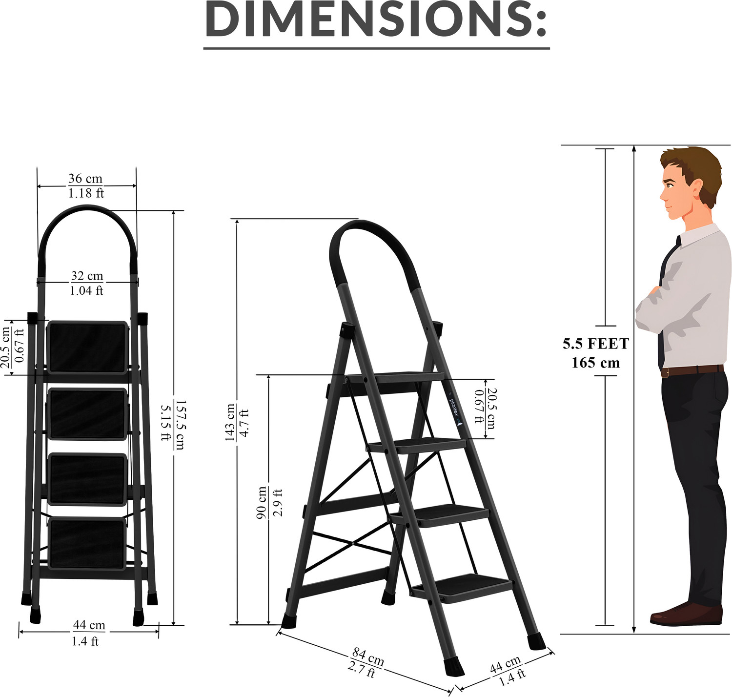 Image of Plantex 4 Step Ladder for Home /Minor Surface Marks /Strong Foldable Anti-Skid Ladder Steel Ladder
