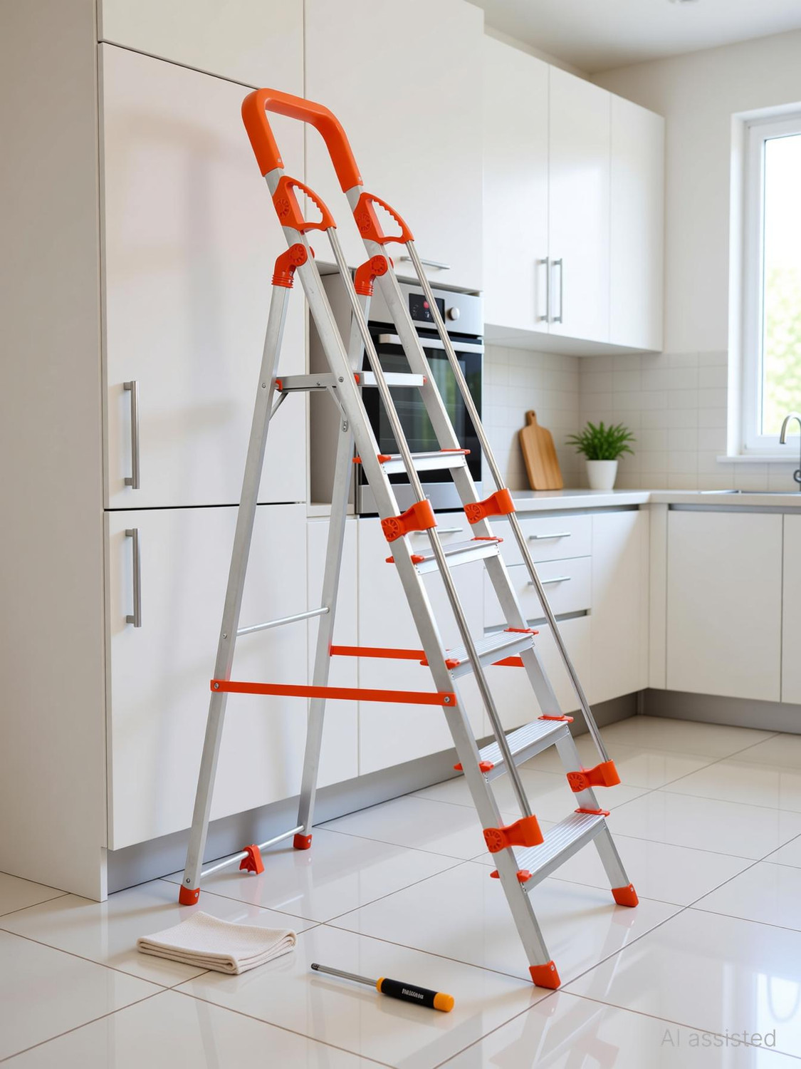 Image of Mizu Exel 6 Steps Ladder For Home With Aluminium Steps & Upto 300 Kgs Load Capacity Steel Ladder