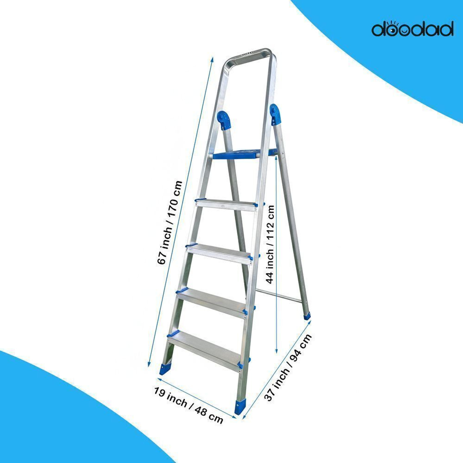 Image of doodad 5 Step 100% Aluminium material | No Steel Parts | Rust-Free Step Ladder for Home Aluminium Ladder