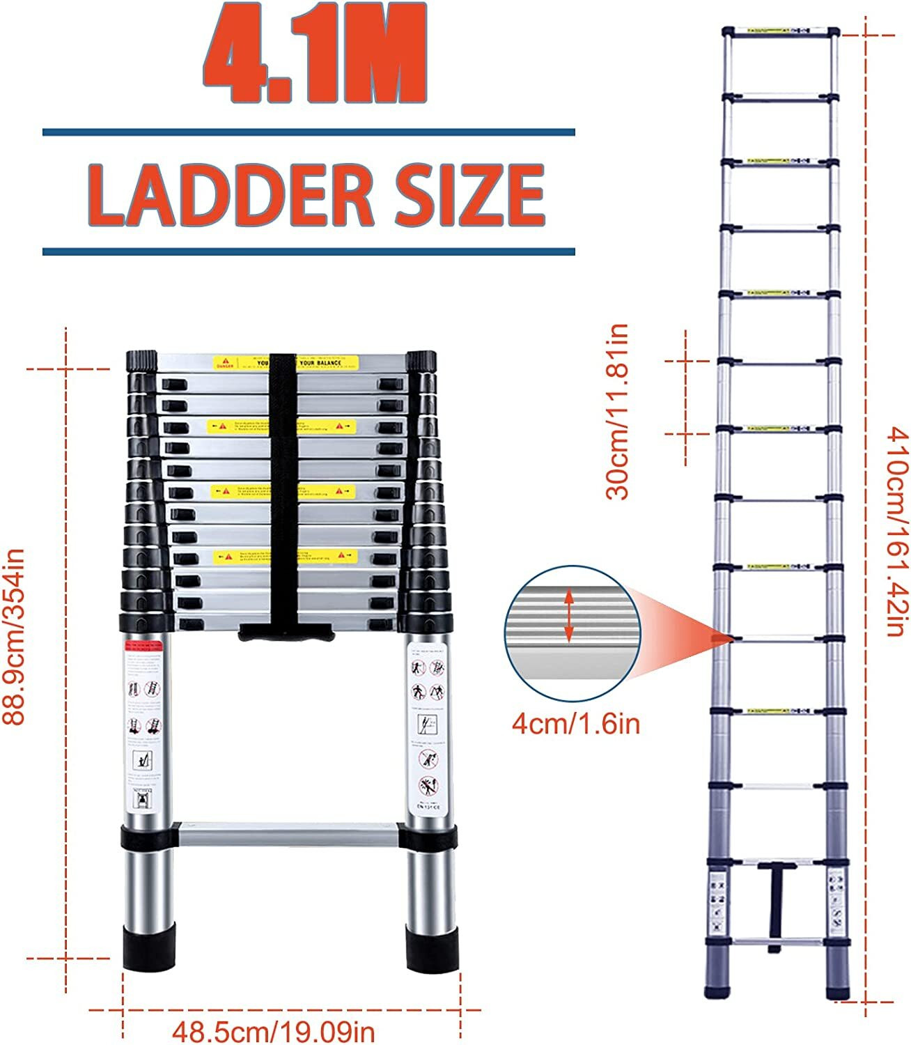 Image of Flipkart SmartBuy 14 Feet Portable Lightweight Compact Ultra Stable 4.1 Meter Telescopic Aluminium Ladder