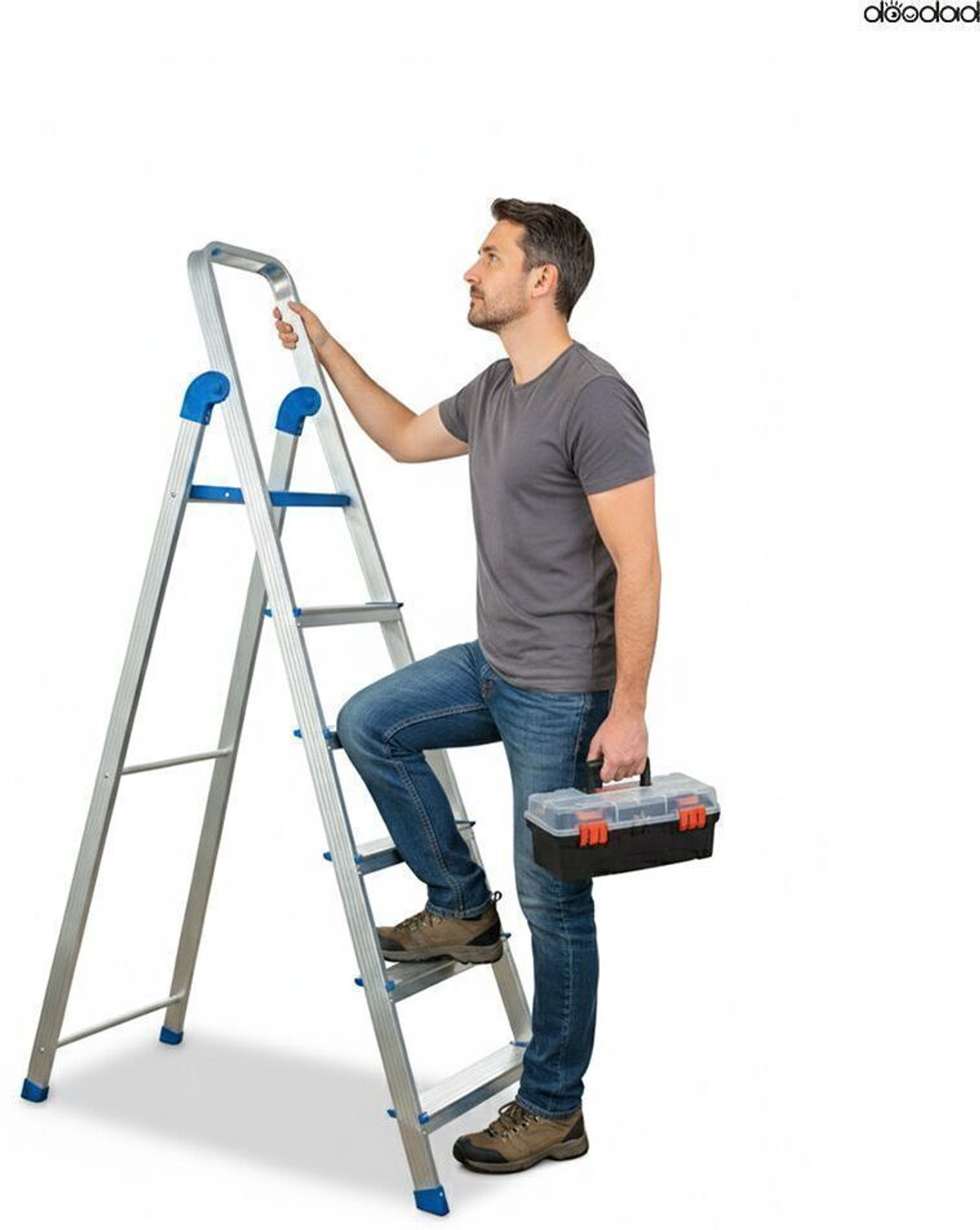 Image of doodad 5 Step 100% Aluminium material | No Steel Parts | Rust-Free Step Ladder for Home Aluminium Ladder