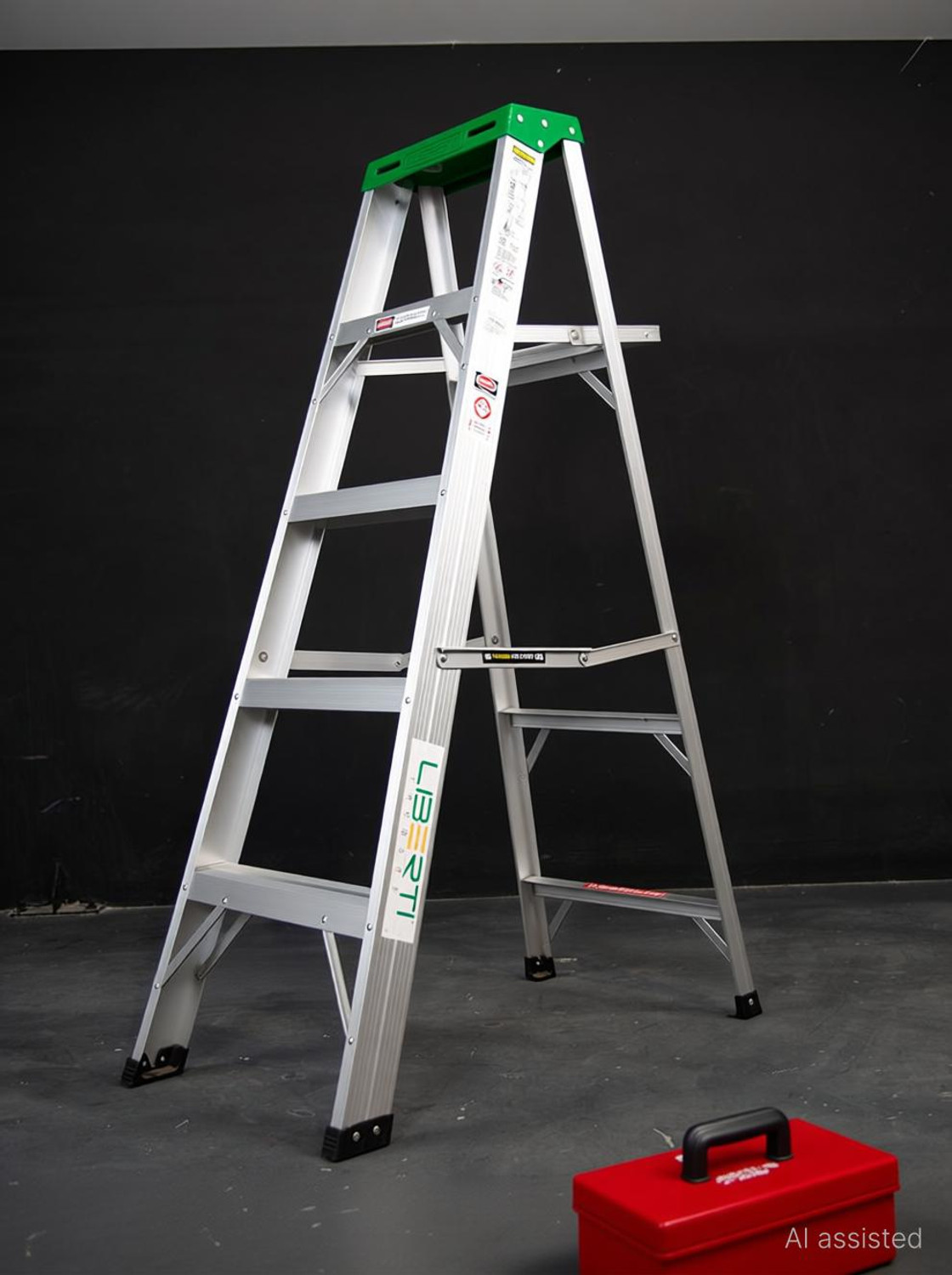 Image of LIBERTI 4 Step Ladder for Home | 5ft | Foldable with Anti Slip Steps Aluminium Ladder