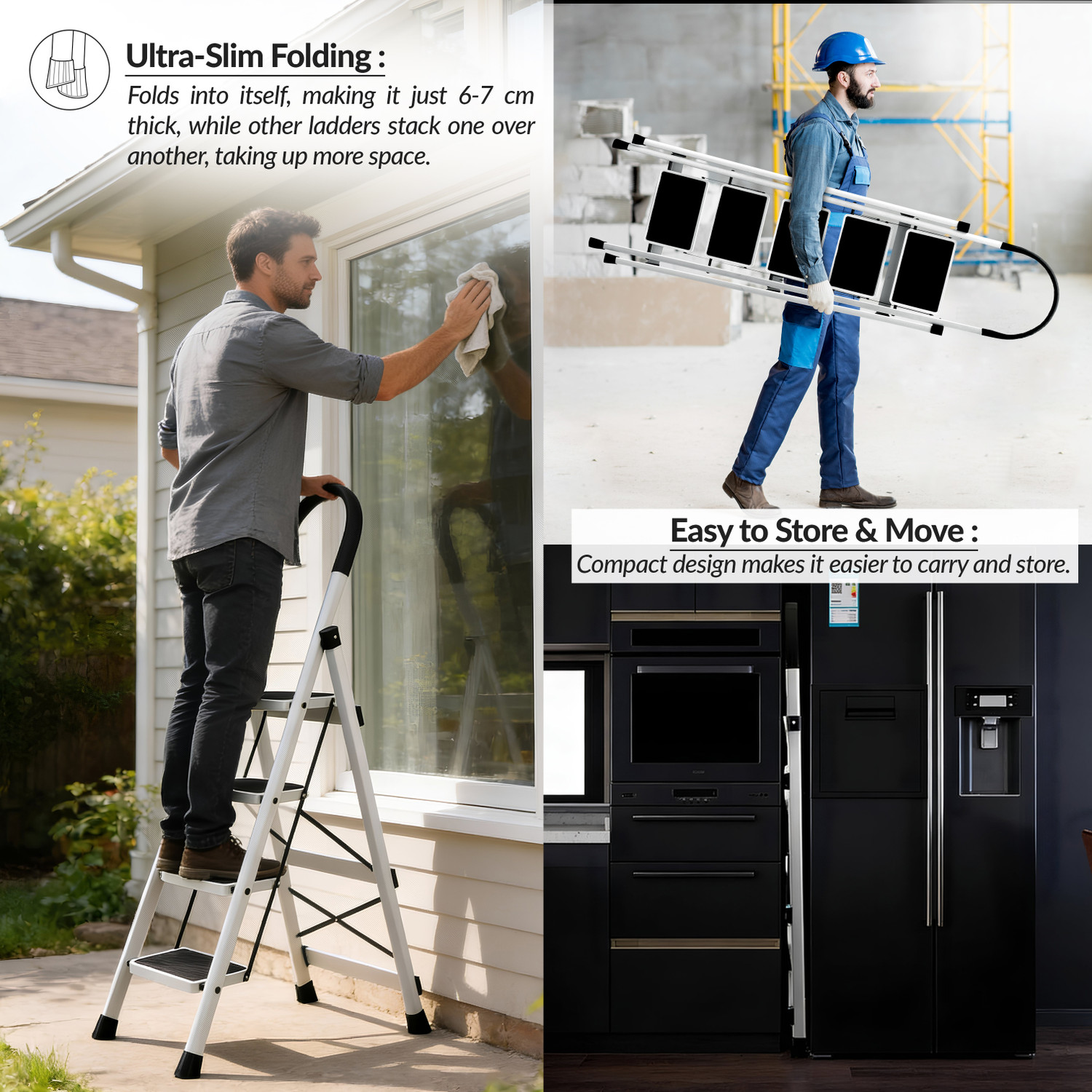 Image of Plantex 5 Step Ladder for Home /Minor Surface Marks /Strong Foldable Anti-Skid Ladder Steel Ladder