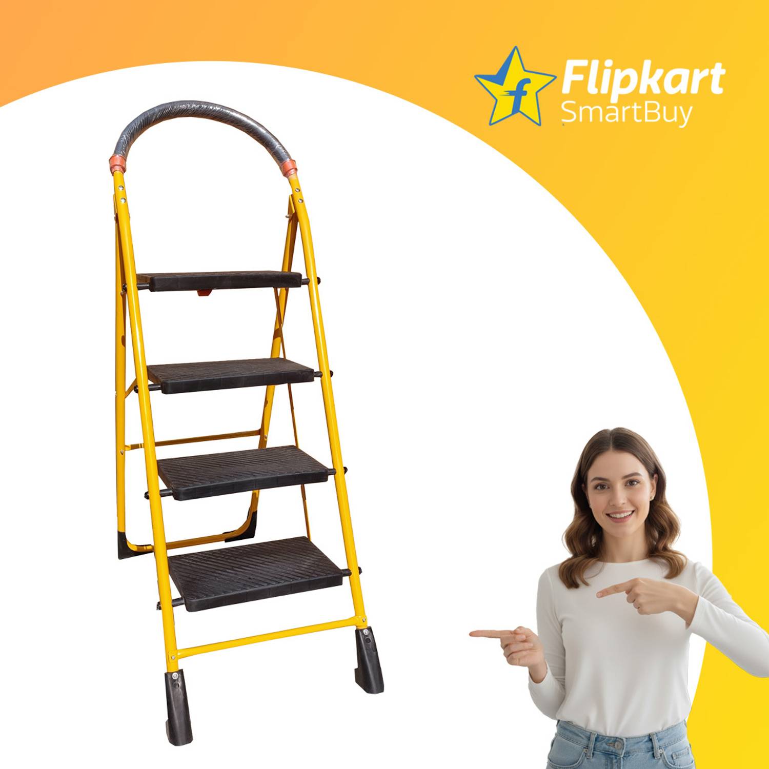 Flipkart SmartBuy Heavy Duty Platform 4 Plastic Step Steel Ladder