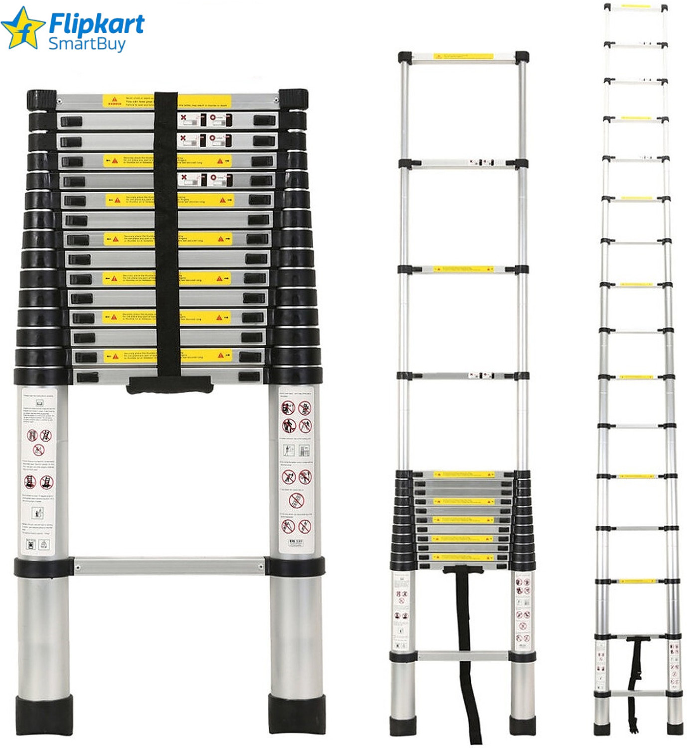 Image of Flipkart SmartBuy 20.4 Feet Portable Lightweight Compact Ultra Stable 6.2 Meter Telescopic Aluminium Ladder