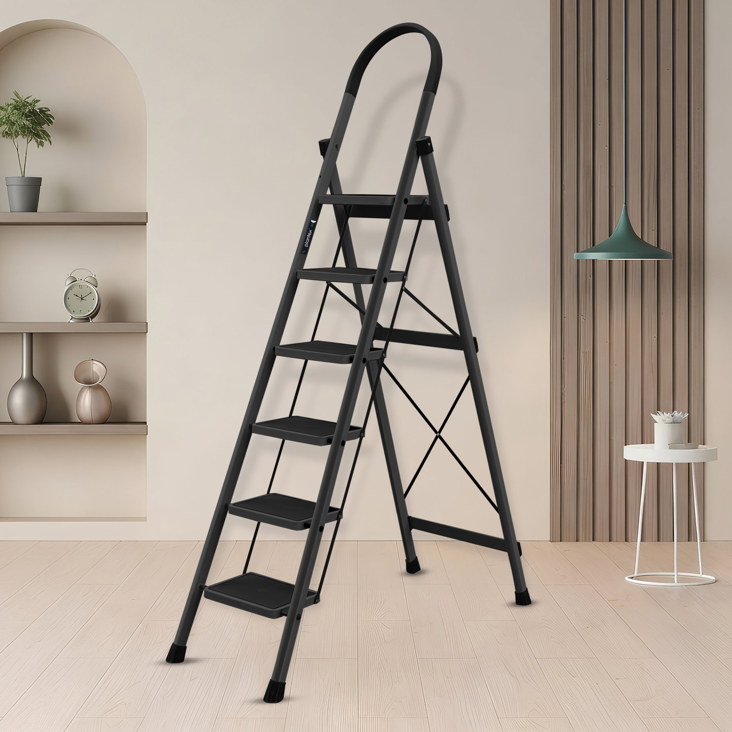 Image of Plantex 6 Step Ladder for Home /Minor Surface Marks /Strong Foldable Anti-Skid Ladder Steel Ladder