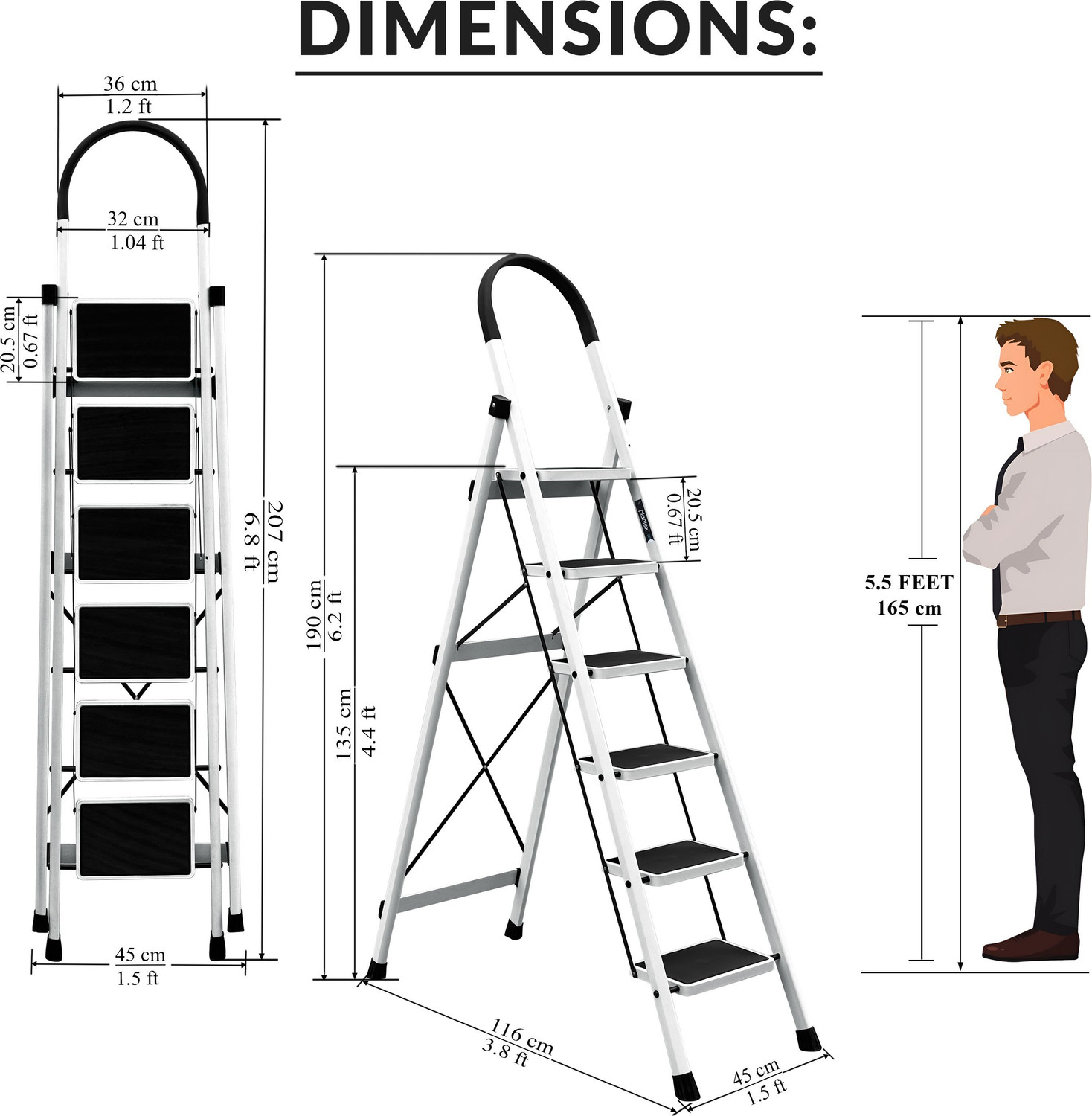 Image of Plantex Ladder for Home /Anti-Skid Strong Foldable Wide 6 Step Ladder /Minor Surface Marks Steel Ladder