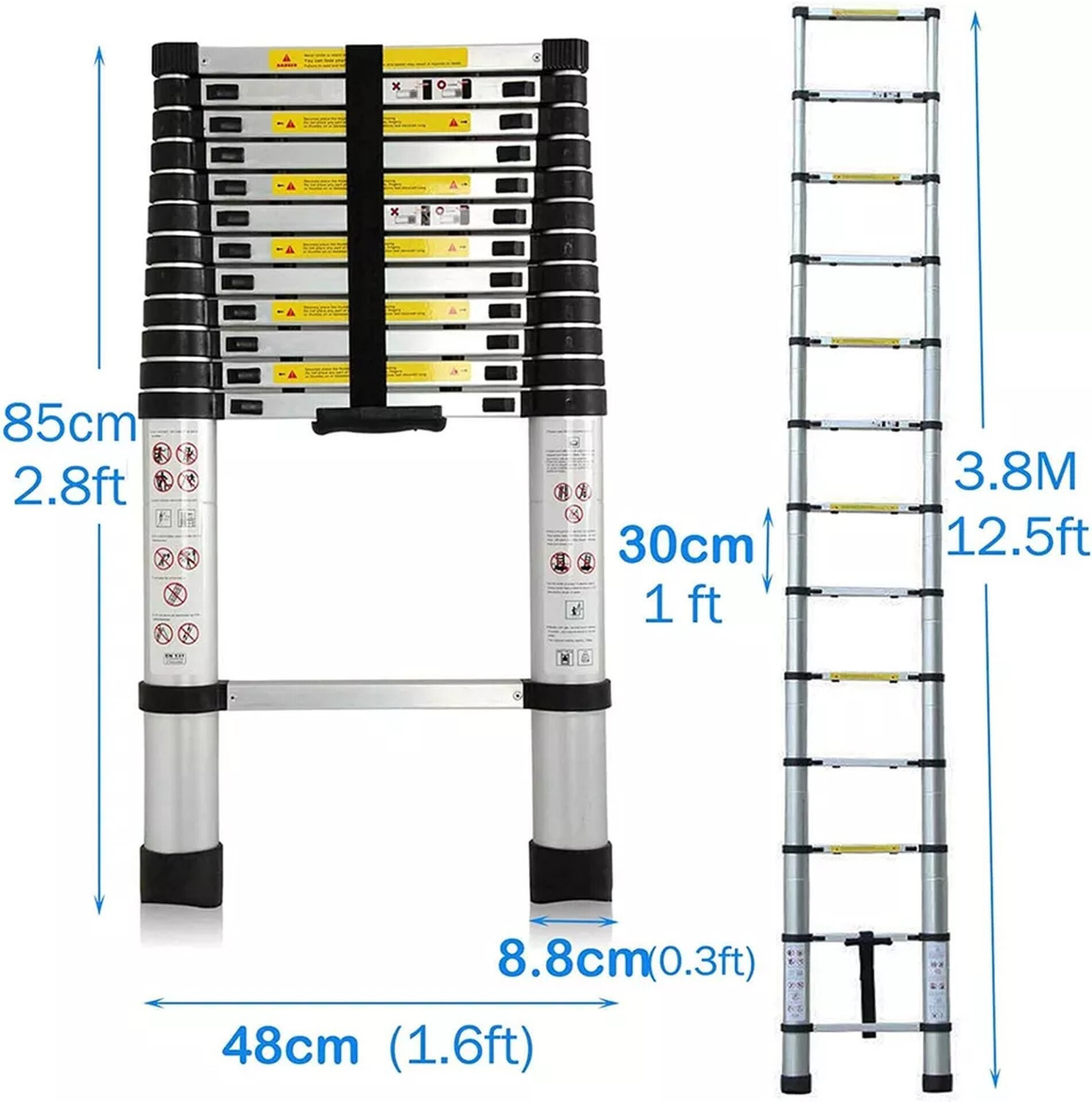 Image of Flipkart SmartBuy 13 Feet Portable Lightweight Compact Ultra Stable 3.8 Meter Telescopic Aluminium Ladder