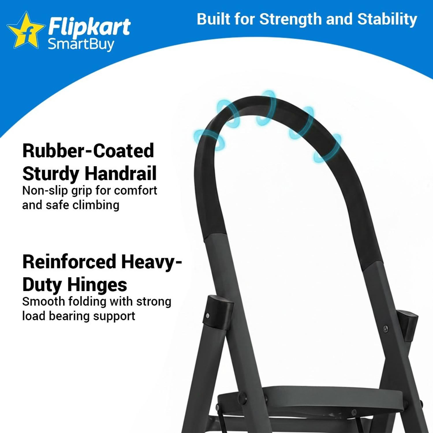 Image of Flipkart SmartBuy Anti-Skid Strong Foldable Wide 7 Step Ladder for Home-Grey Steel Ladder