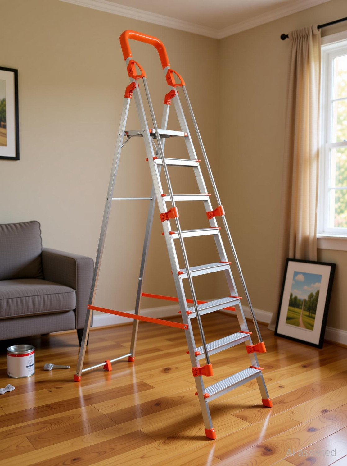 Image of Mizu Exel 8 Steps Ladder For Home With Aluminium Steps & Upto 300 Kgs Load Capacity Steel Ladder