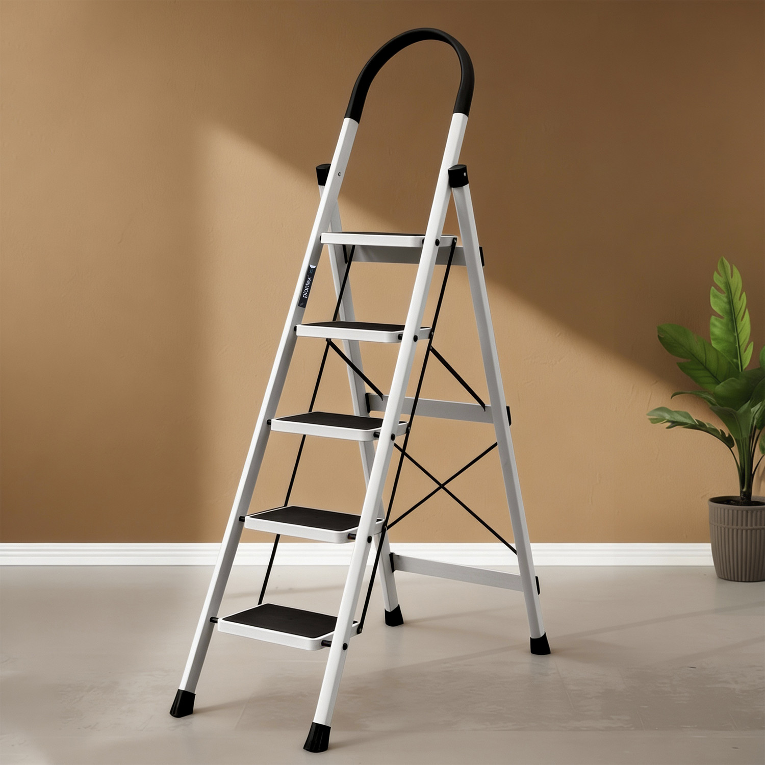 Image of Plantex 5 Step Ladder for Home /Minor Surface Marks /Strong Foldable Anti-Skid Ladder Steel Ladder
