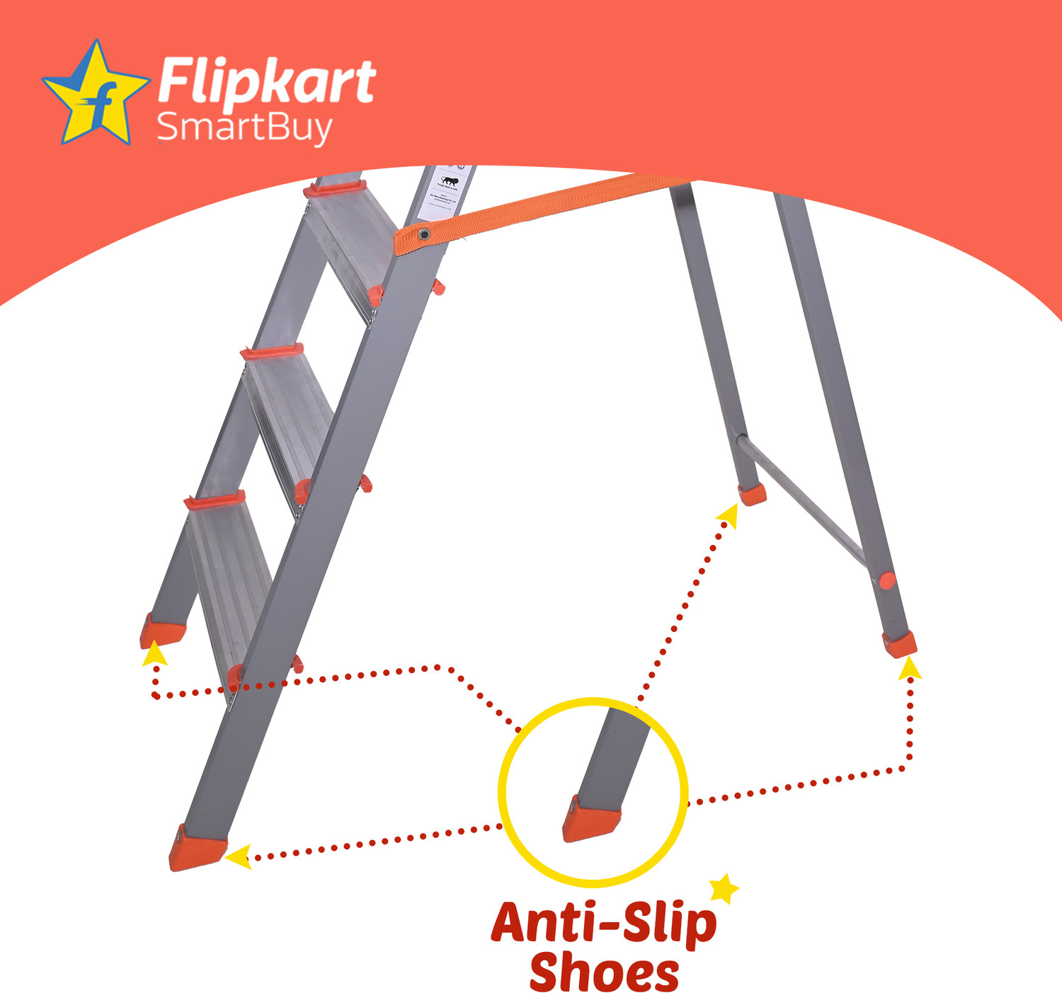 Image of Flipkart SmartBuy 5 Step Toolkit Hybrid Steel, Aluminium Ladder