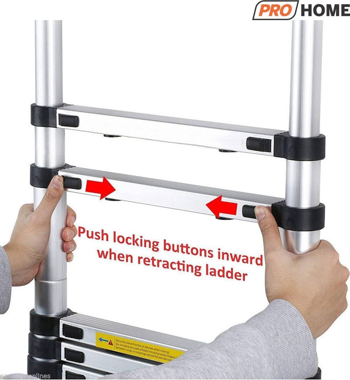 Image of ProHome 5.1 Meter (16.73 feet) Portable & Compact 13-Steps Foldable Telescopic Carbon Steel Ladder